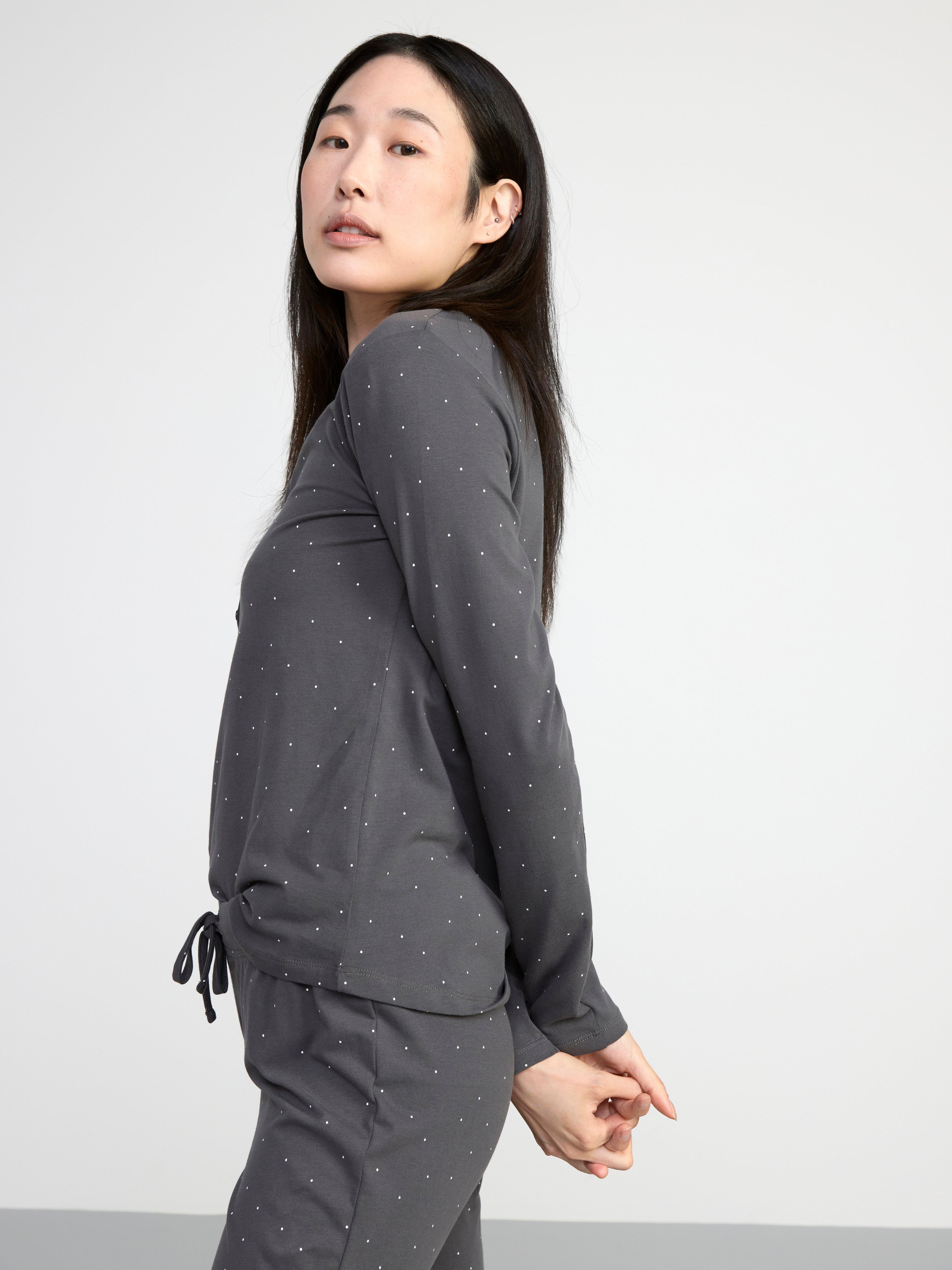Long sleeve henley top Dark Grey