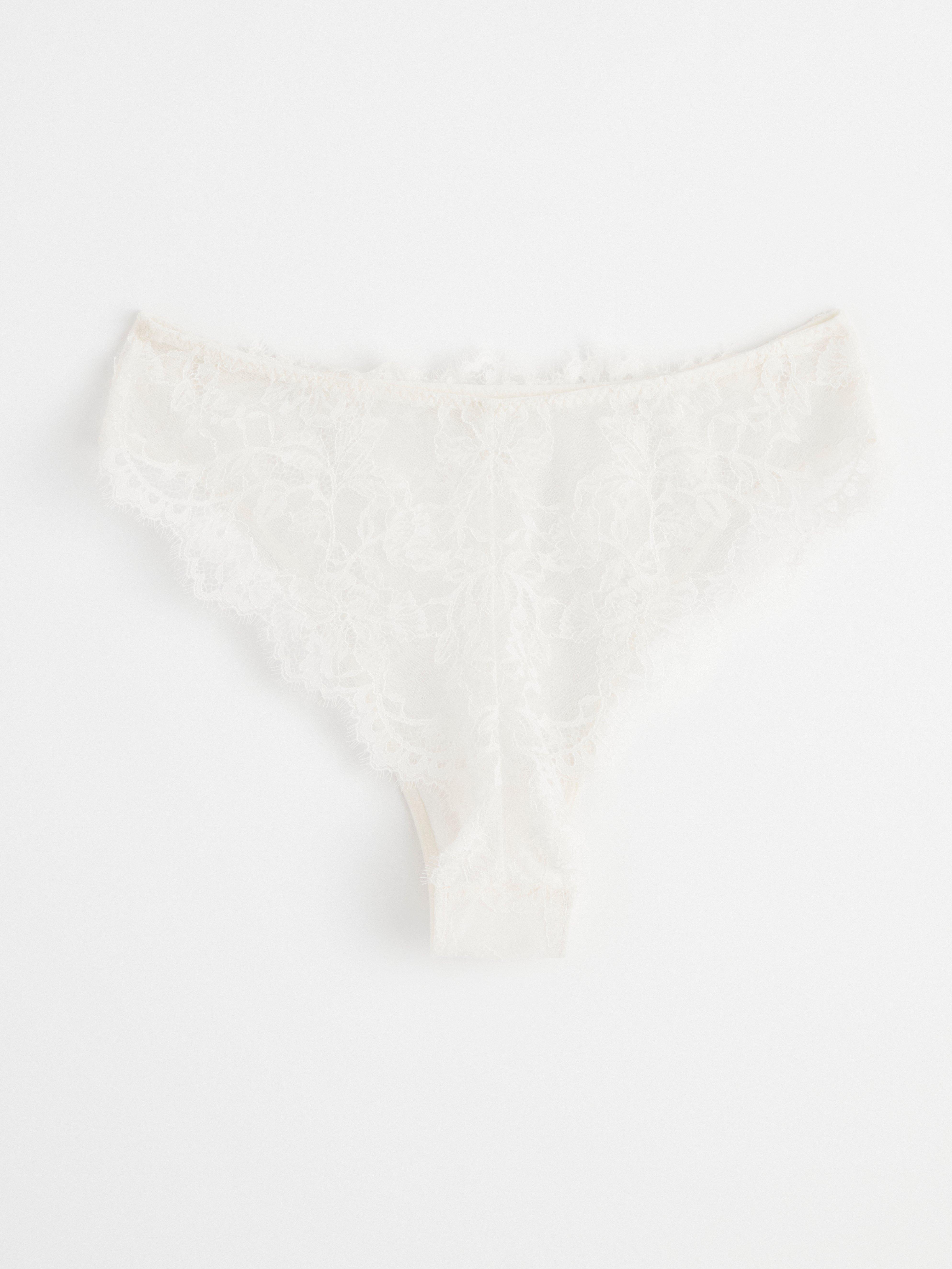 Brazilian midi briefs with lace Light White