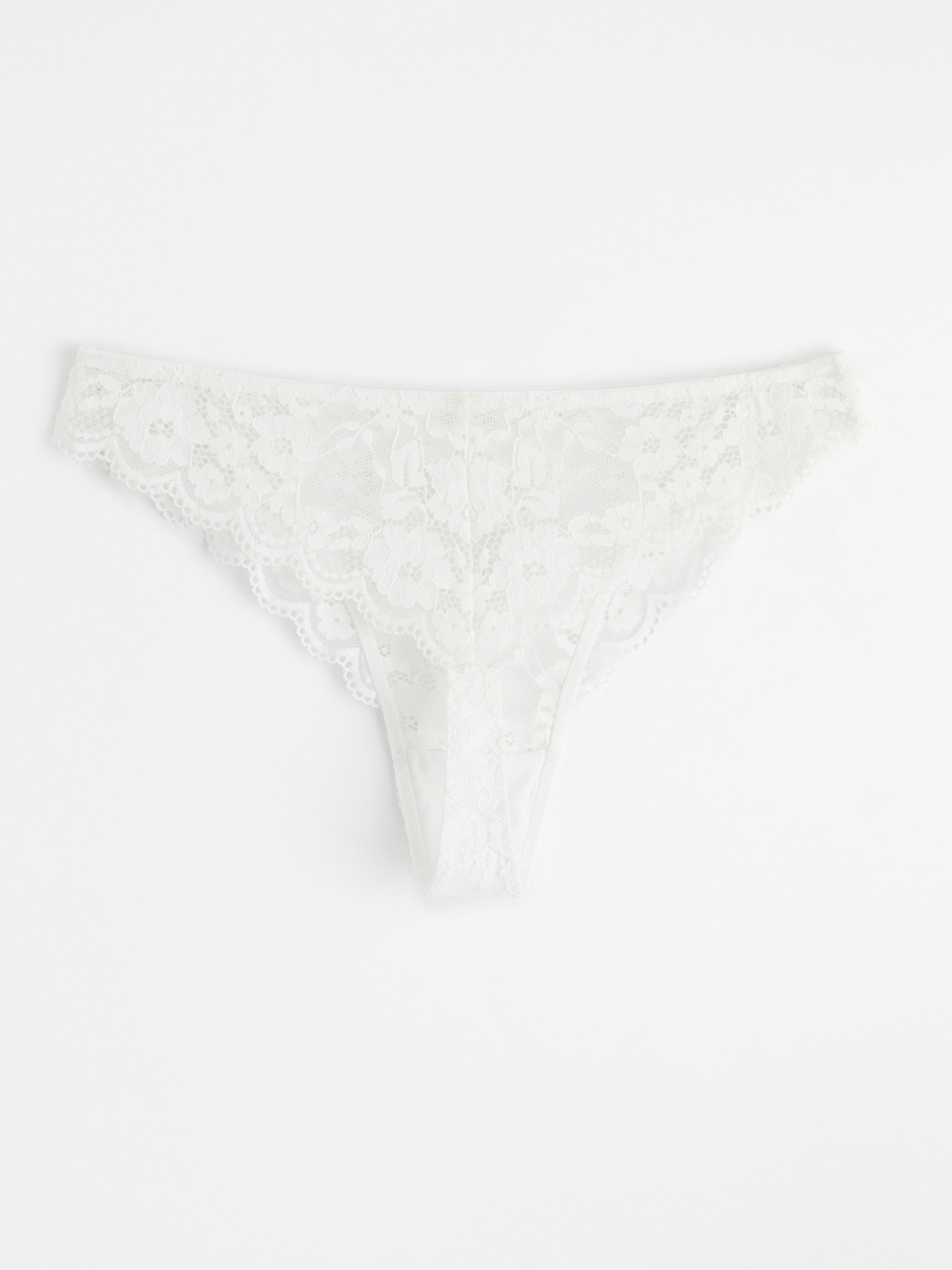 Thong regular waist with lace White