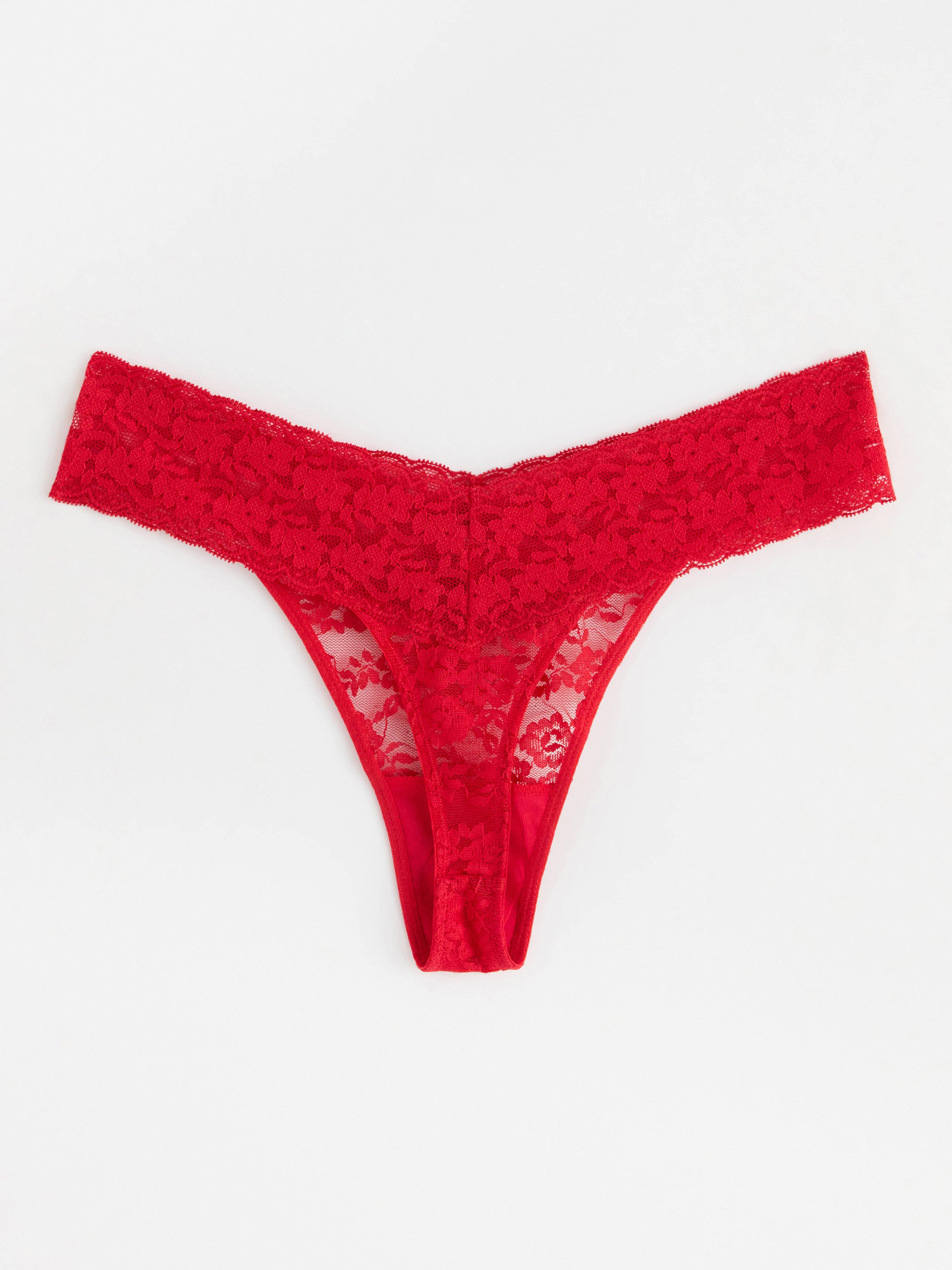 Thong low waist with lace Red