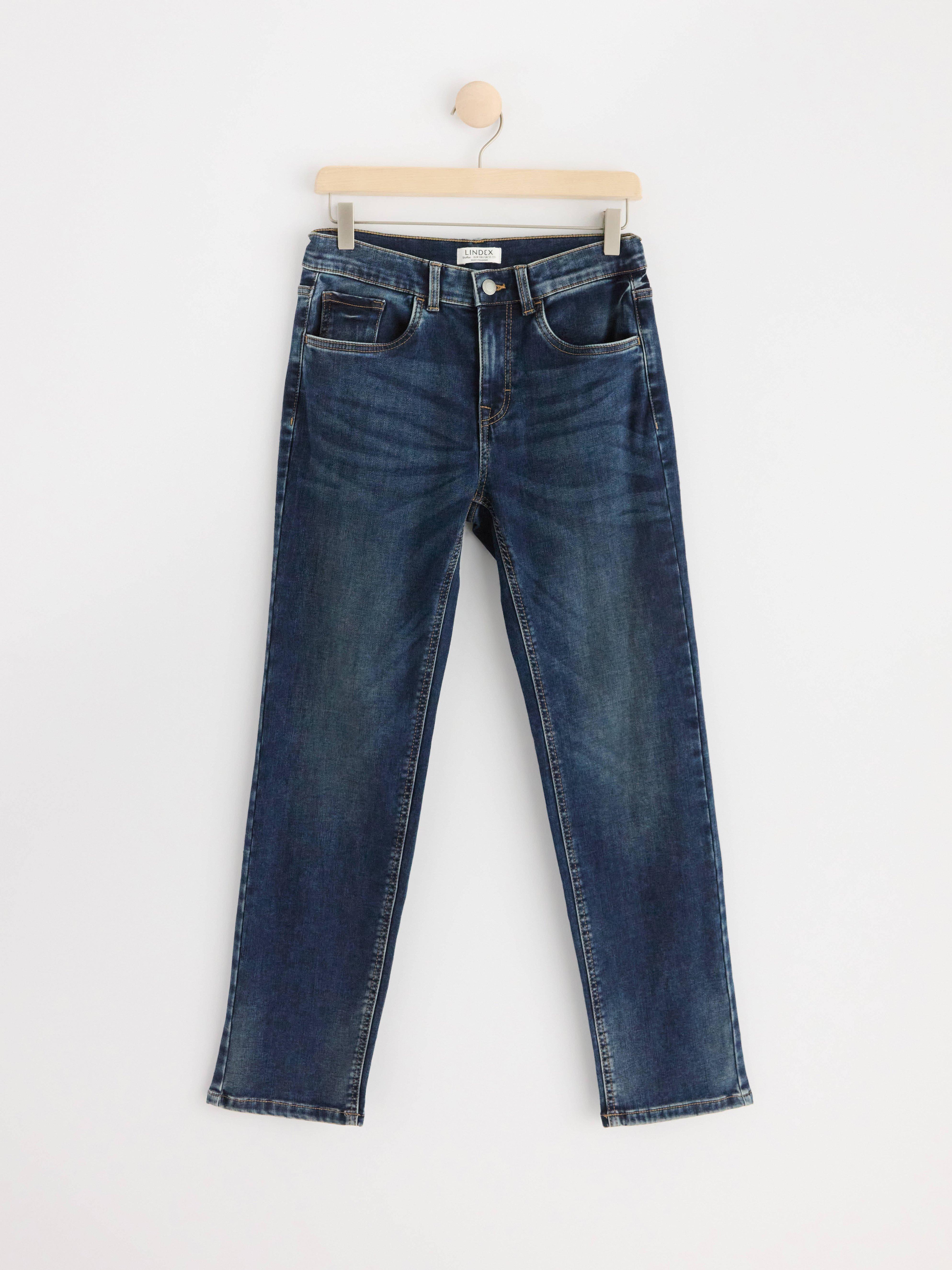 STAFFAN Straight regular waist jeans with brushed inside Denim