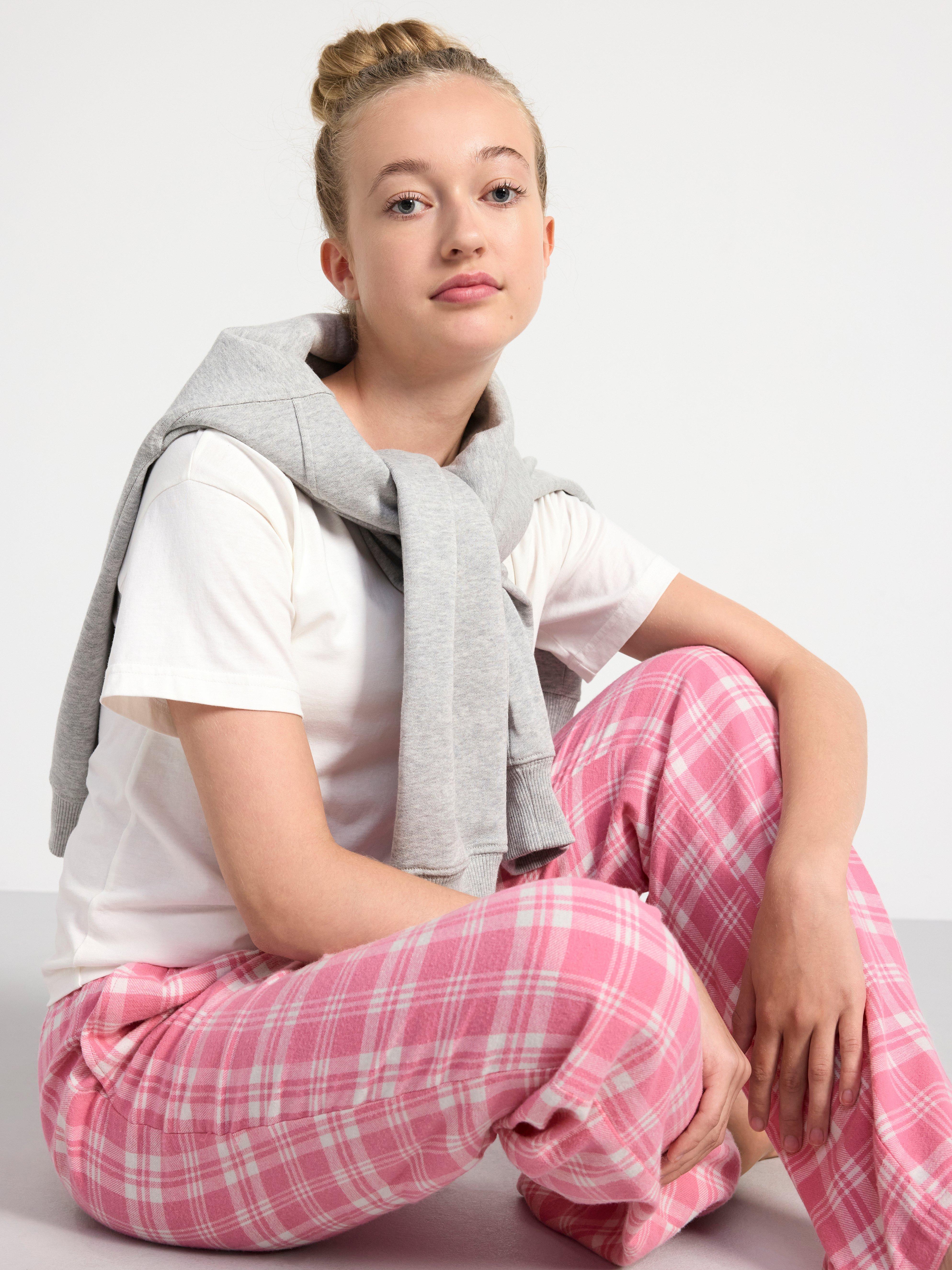 Pyjama trousers in flannel with checked pattern Pink