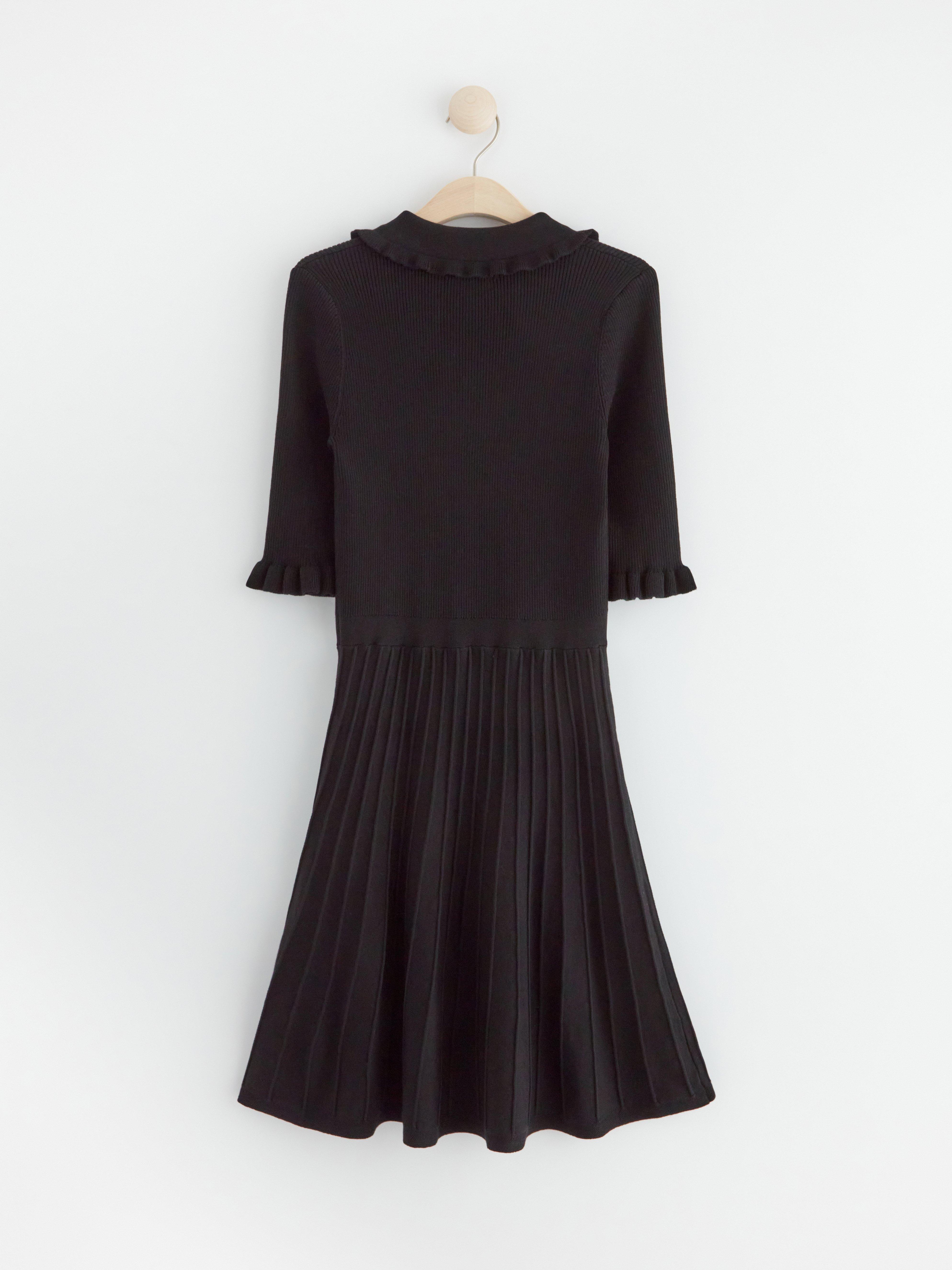 Knitted short sleeve dress Black