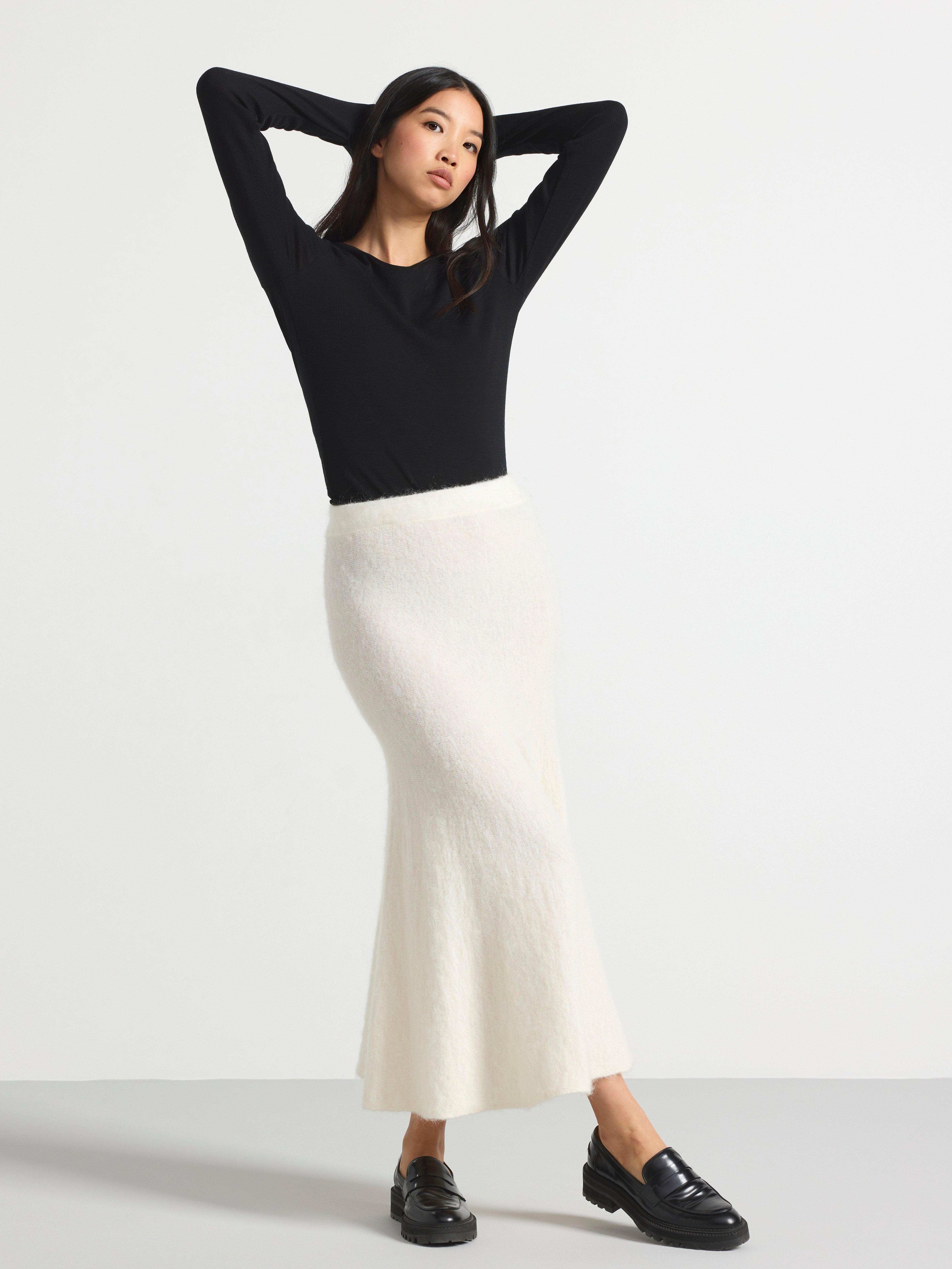 Ribbed top in merino wool Black