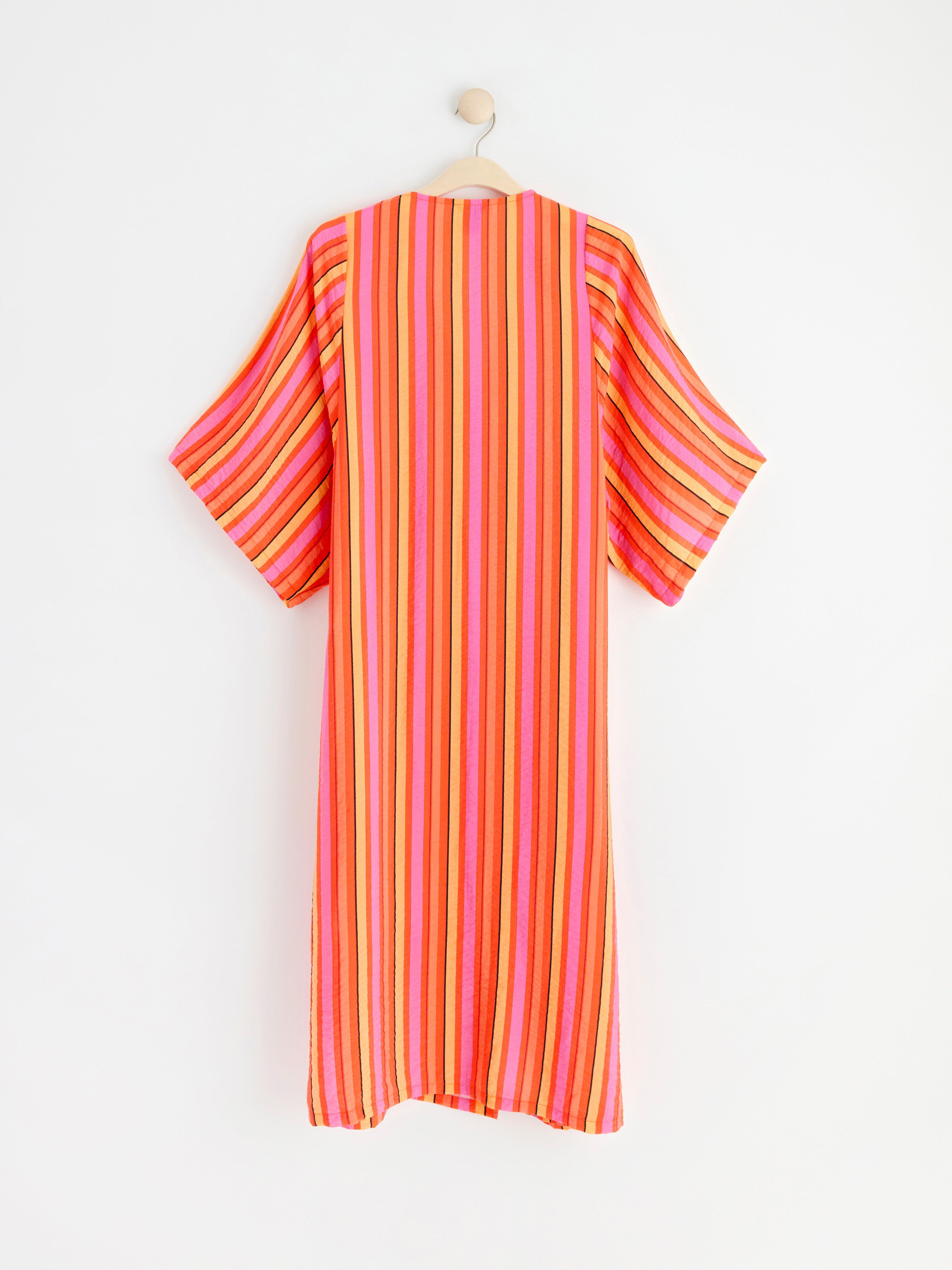 Buttoned short sleeve midi dress Orange