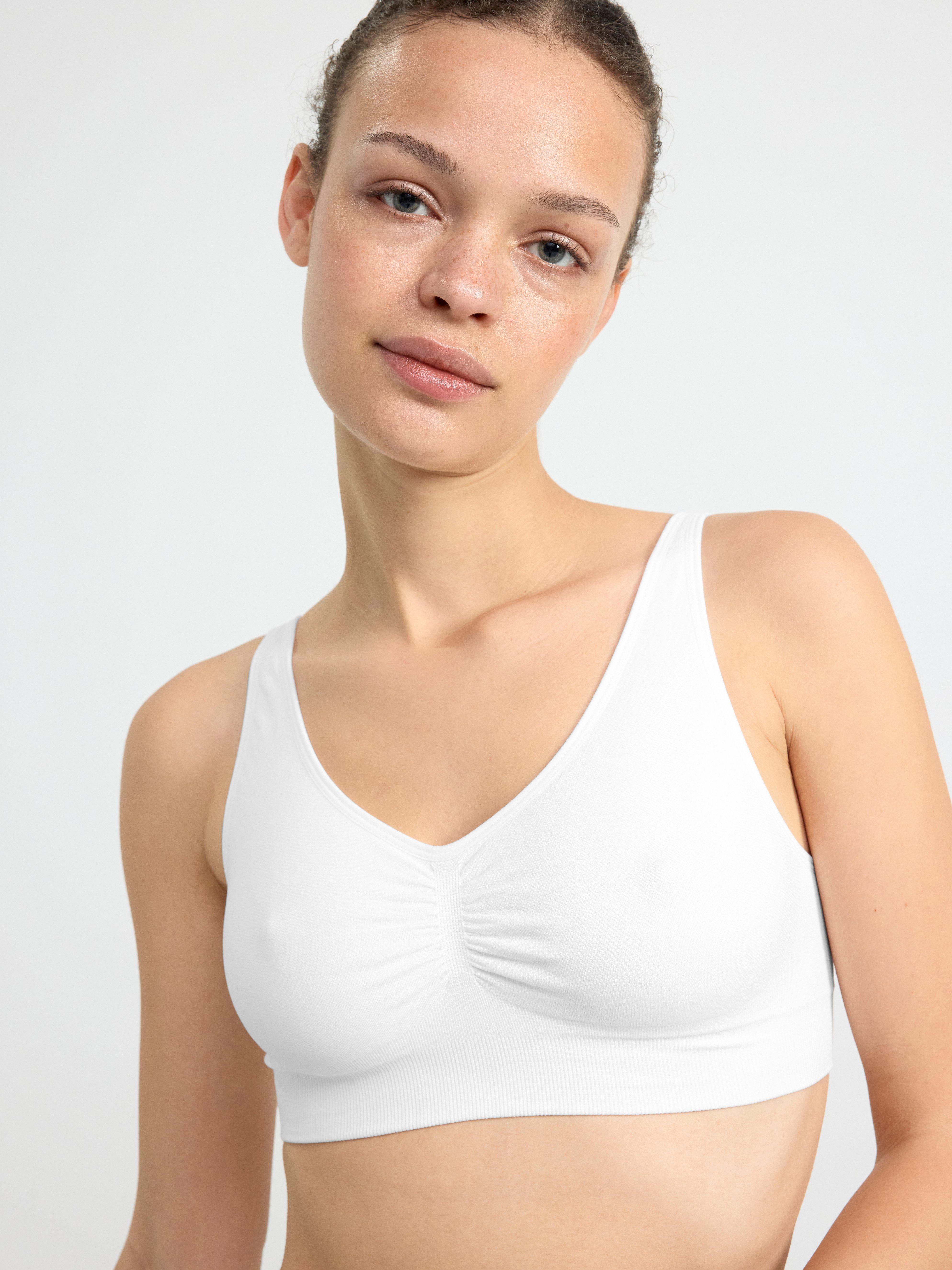 2-pack soft seamless bra White