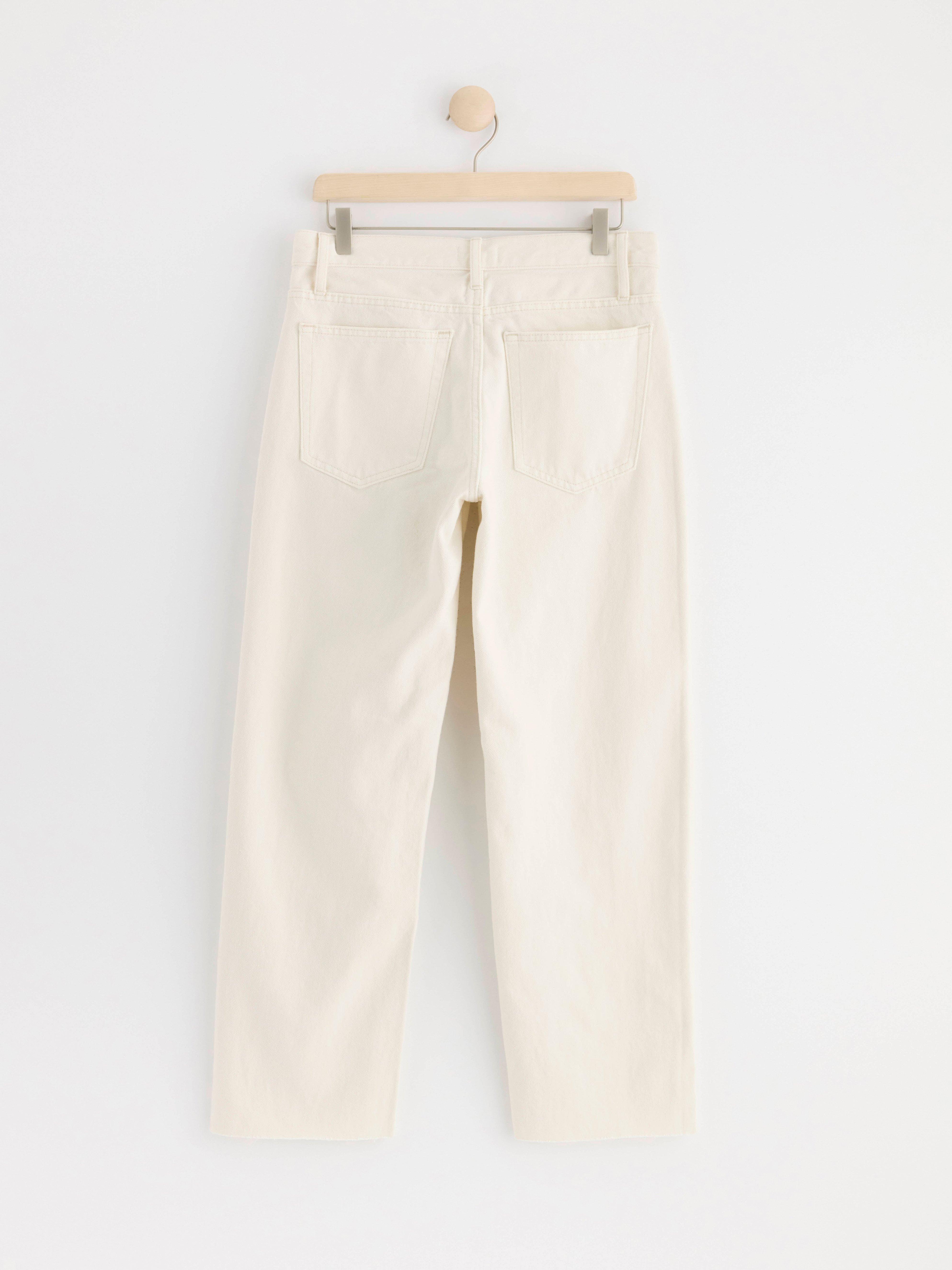 SIA Cropped straight regular waist jeans Light White