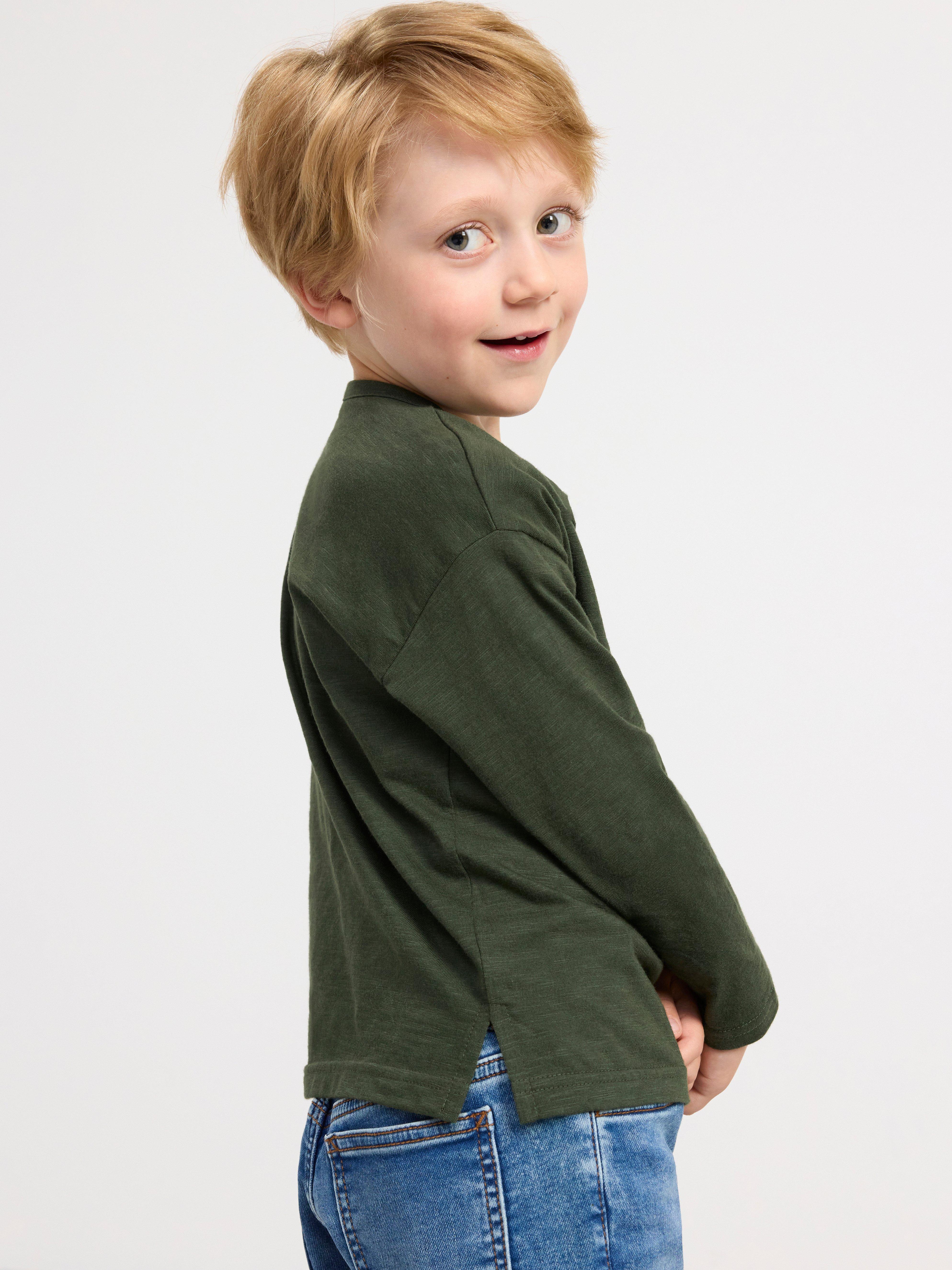 Long sleeve top with buttons Dark Khaki Green