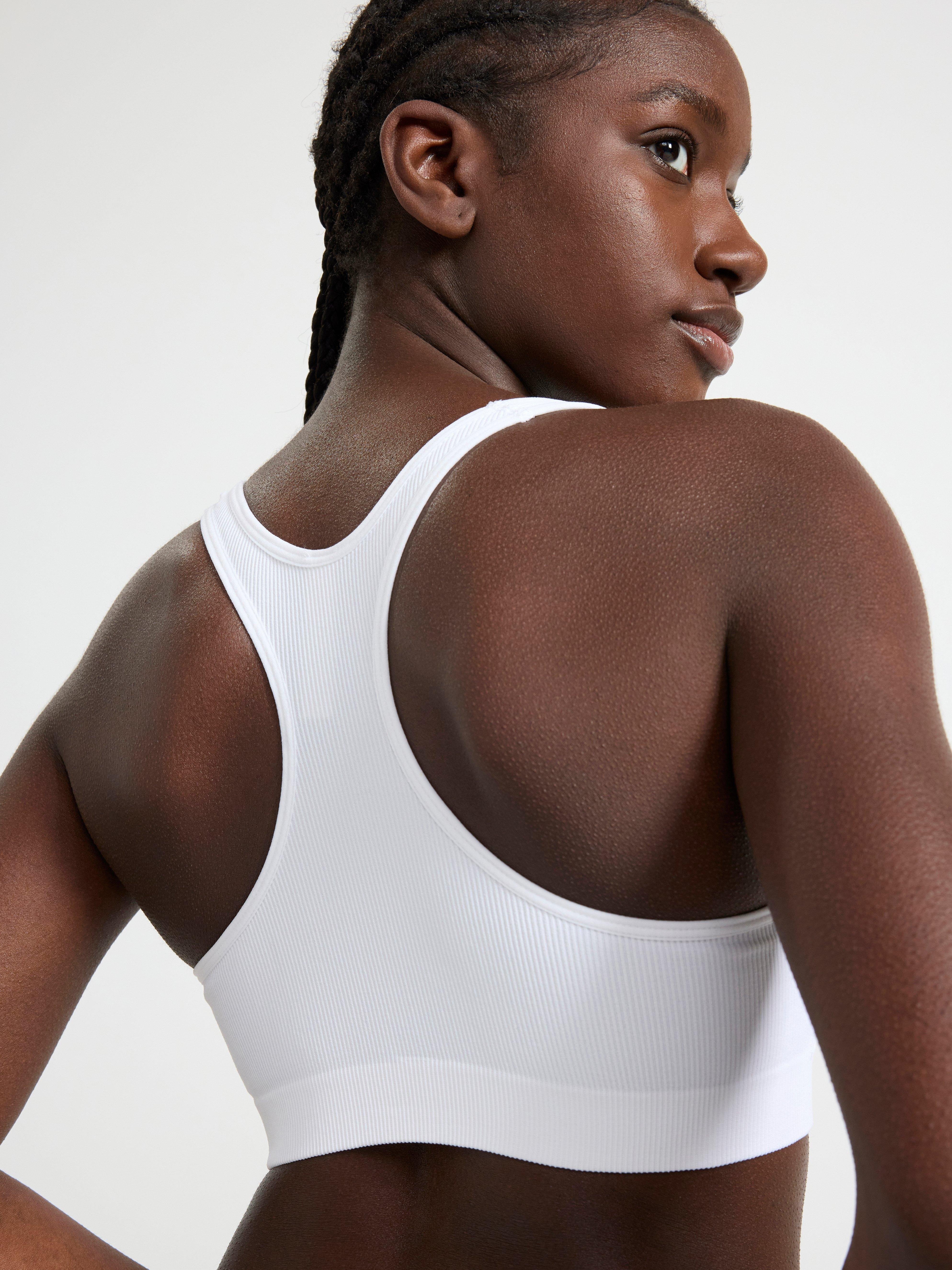 Seamless ribbed soft bra White