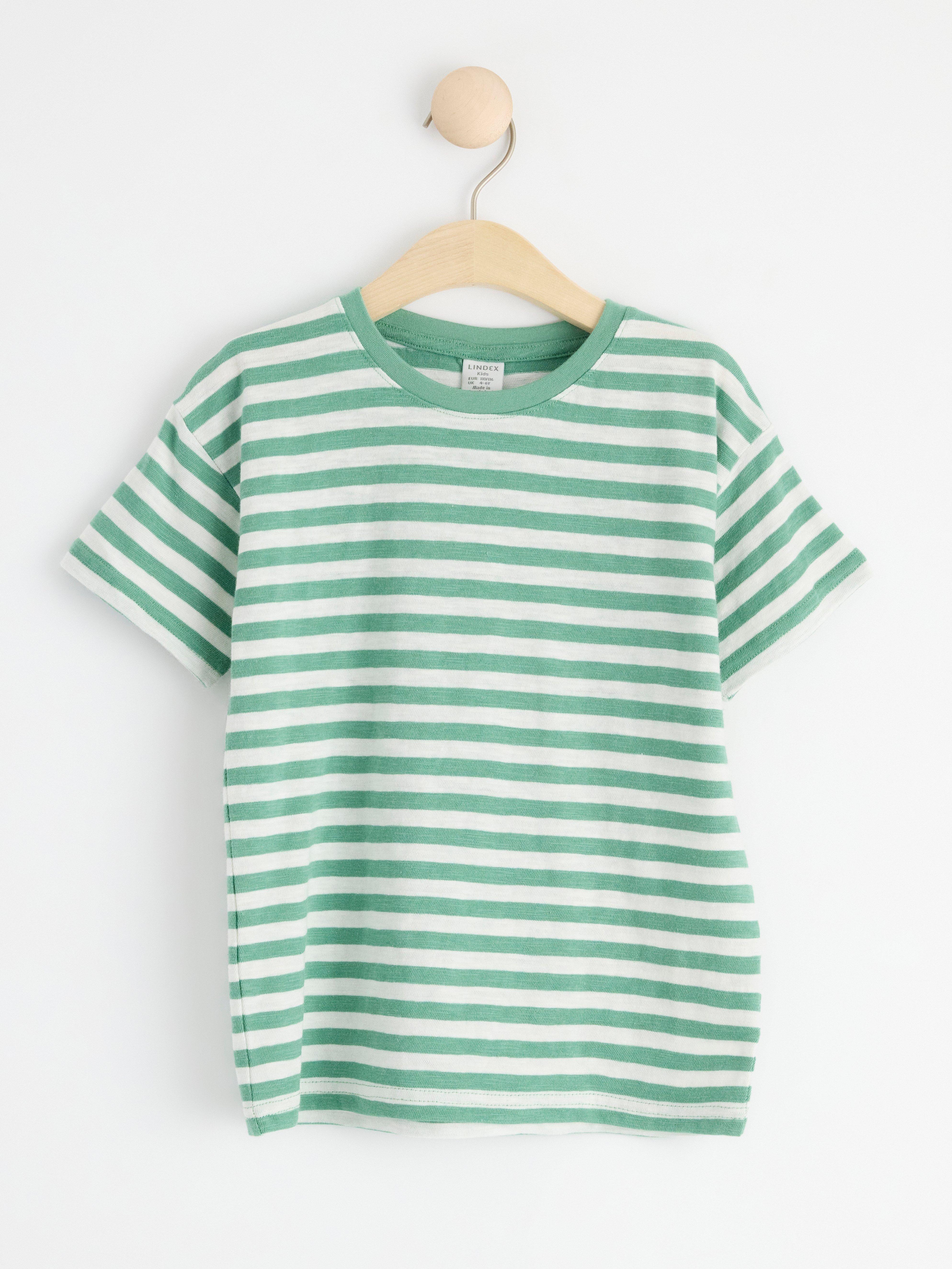 Short sleeve top with stripes Dusty Green