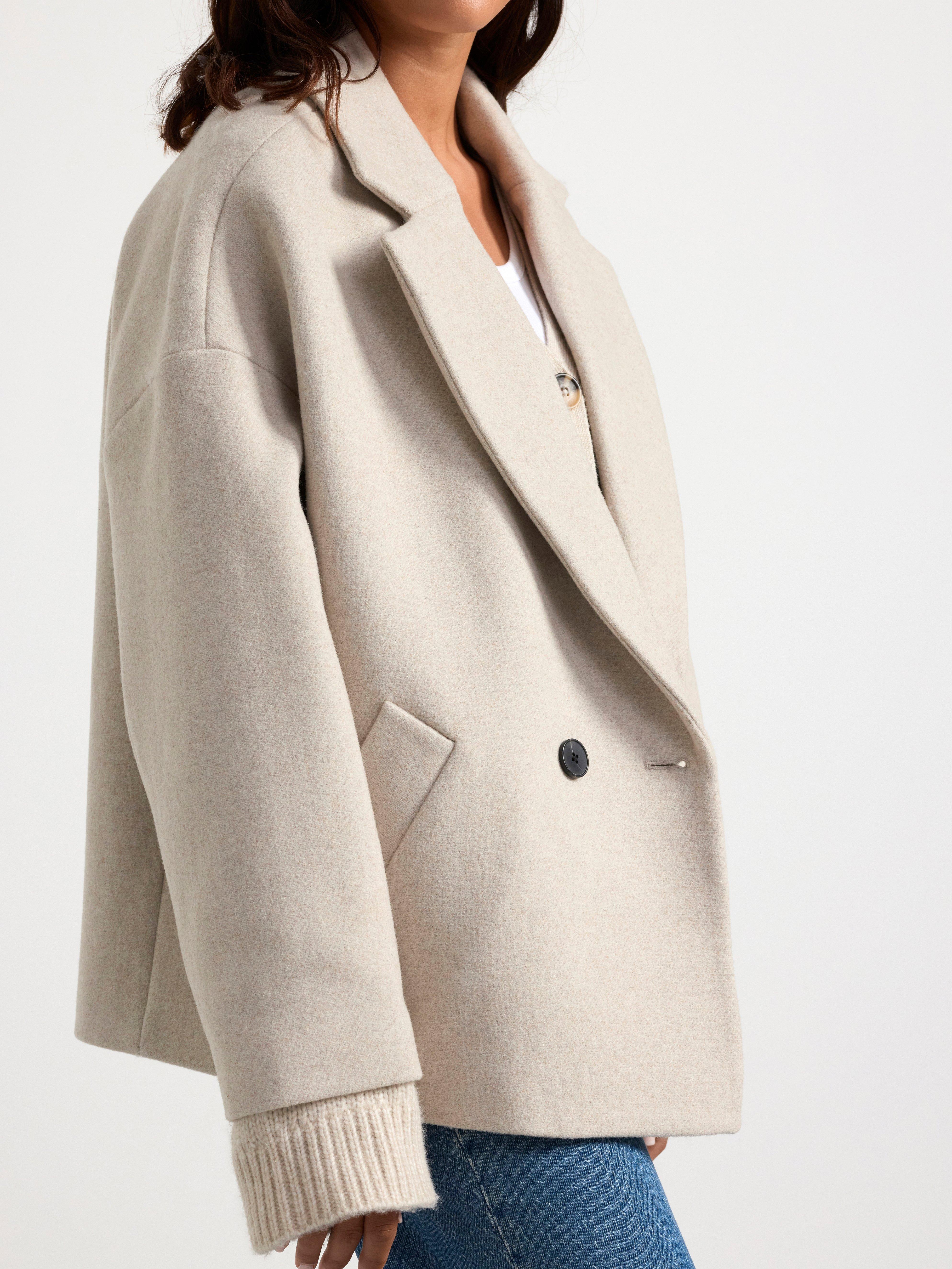 Jacket in wool blend with double button closure Light Beige Melange