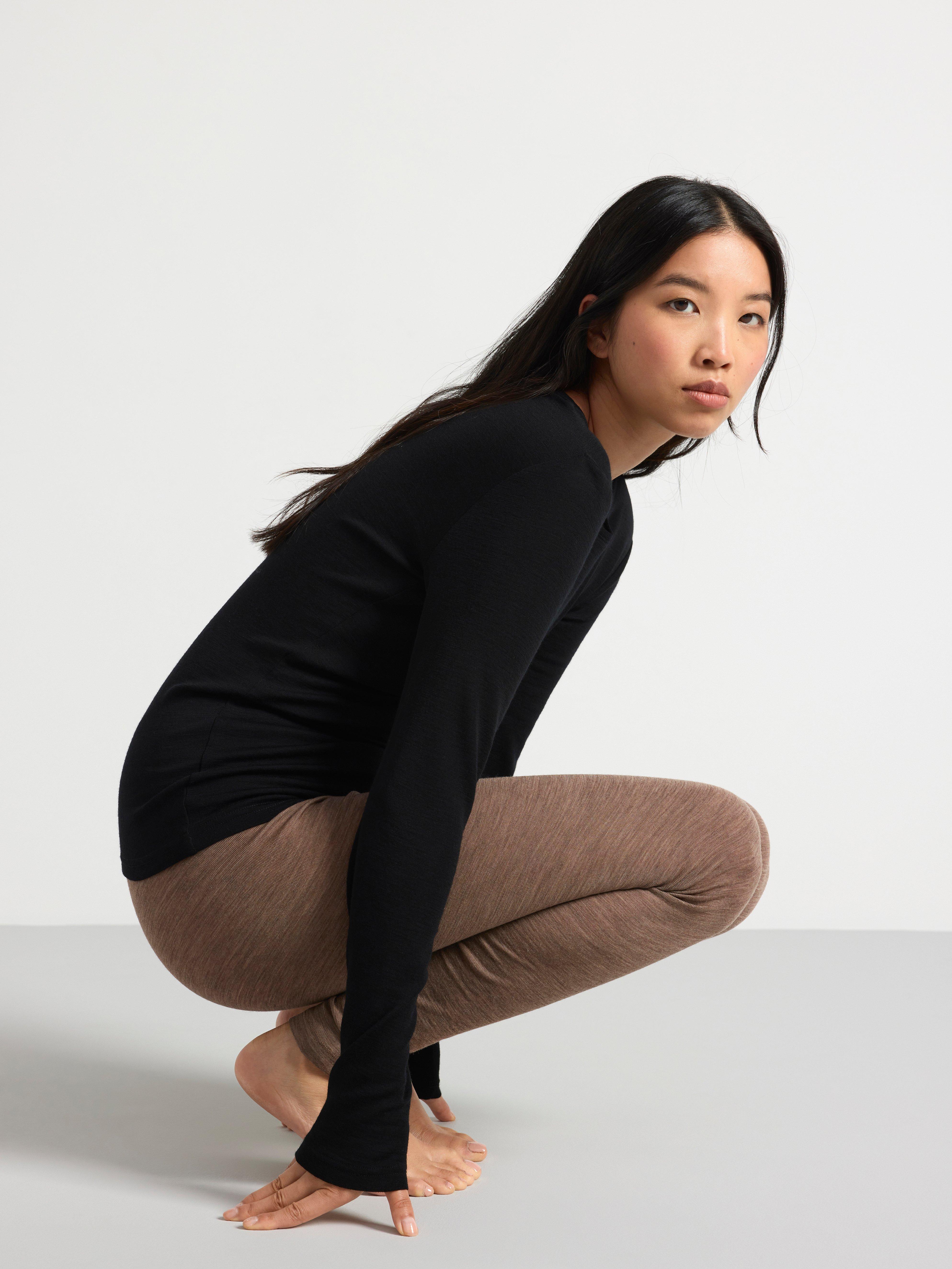 Long sleeve top in merino wool Black