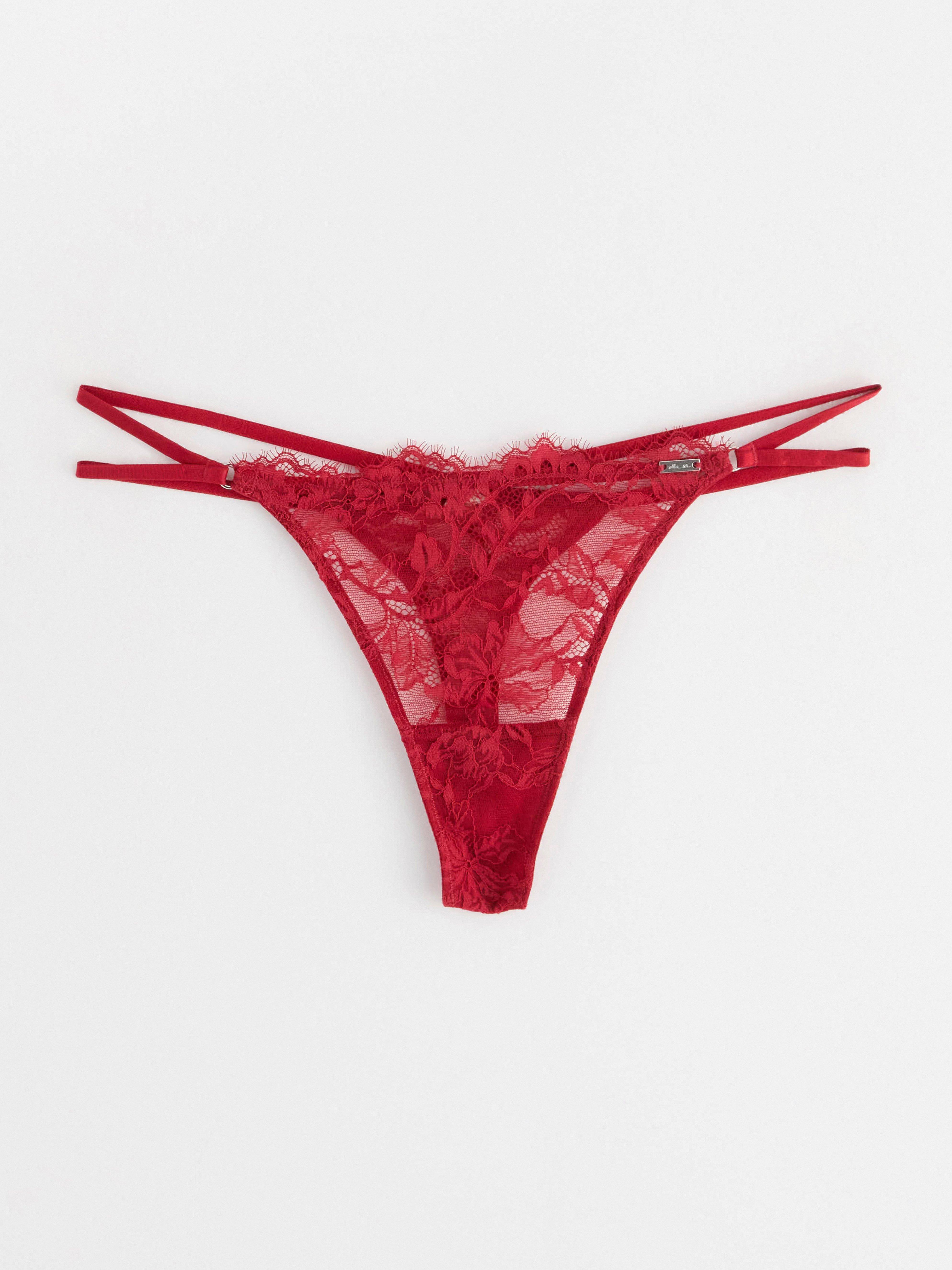 Thong low waist with lace Dark Red