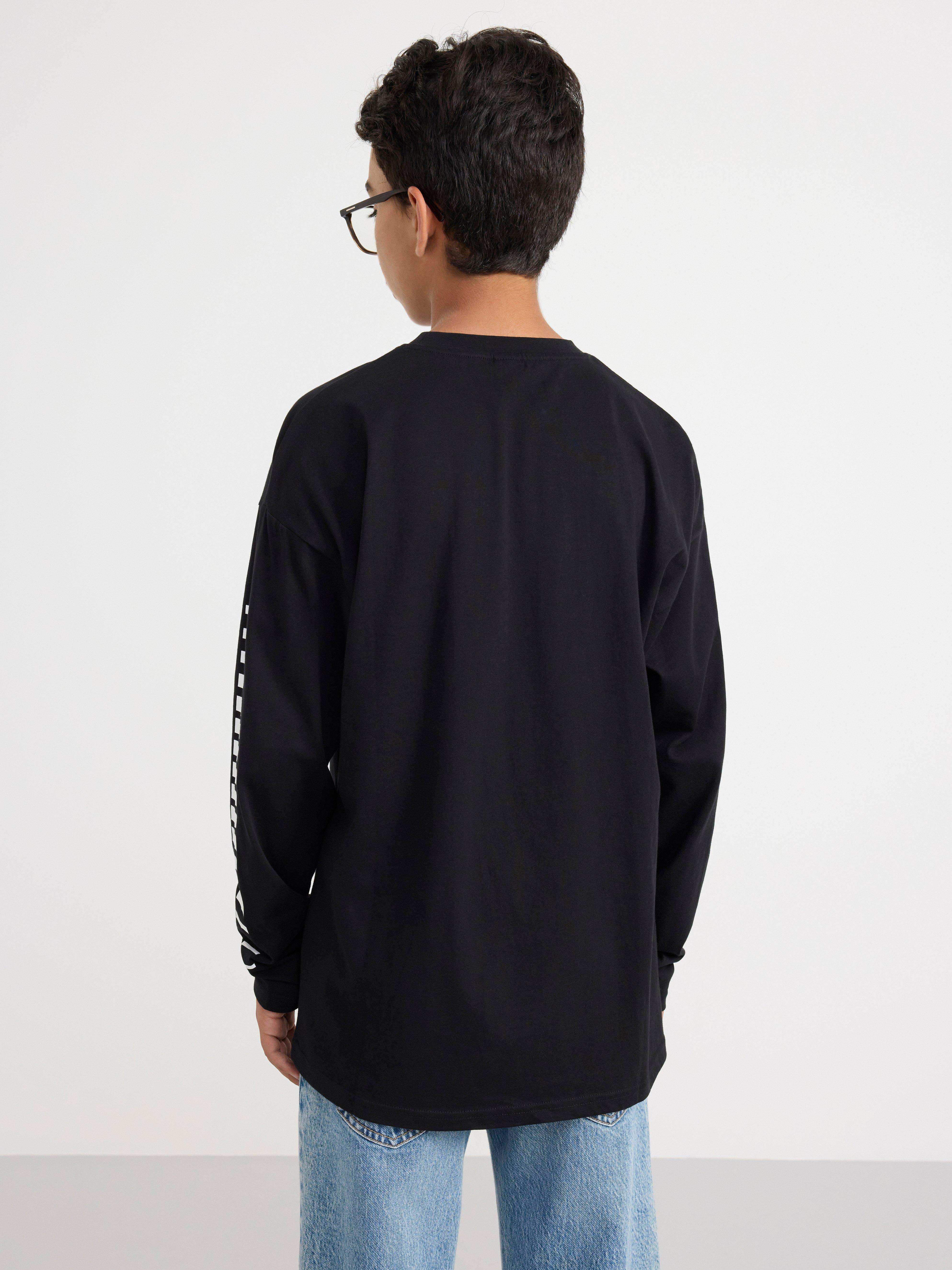 Top with print Black