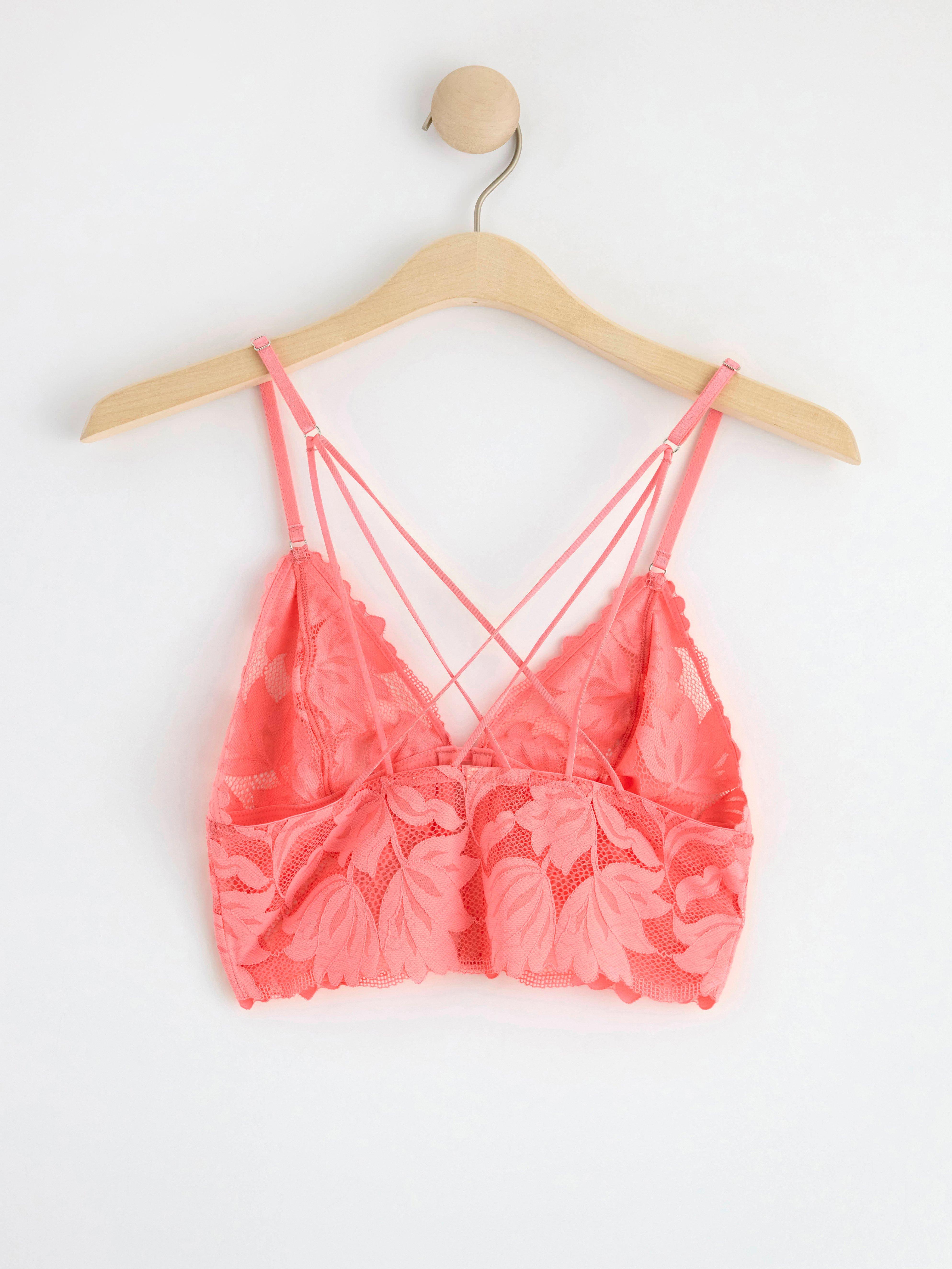 Unpadded bralette with lace Pink