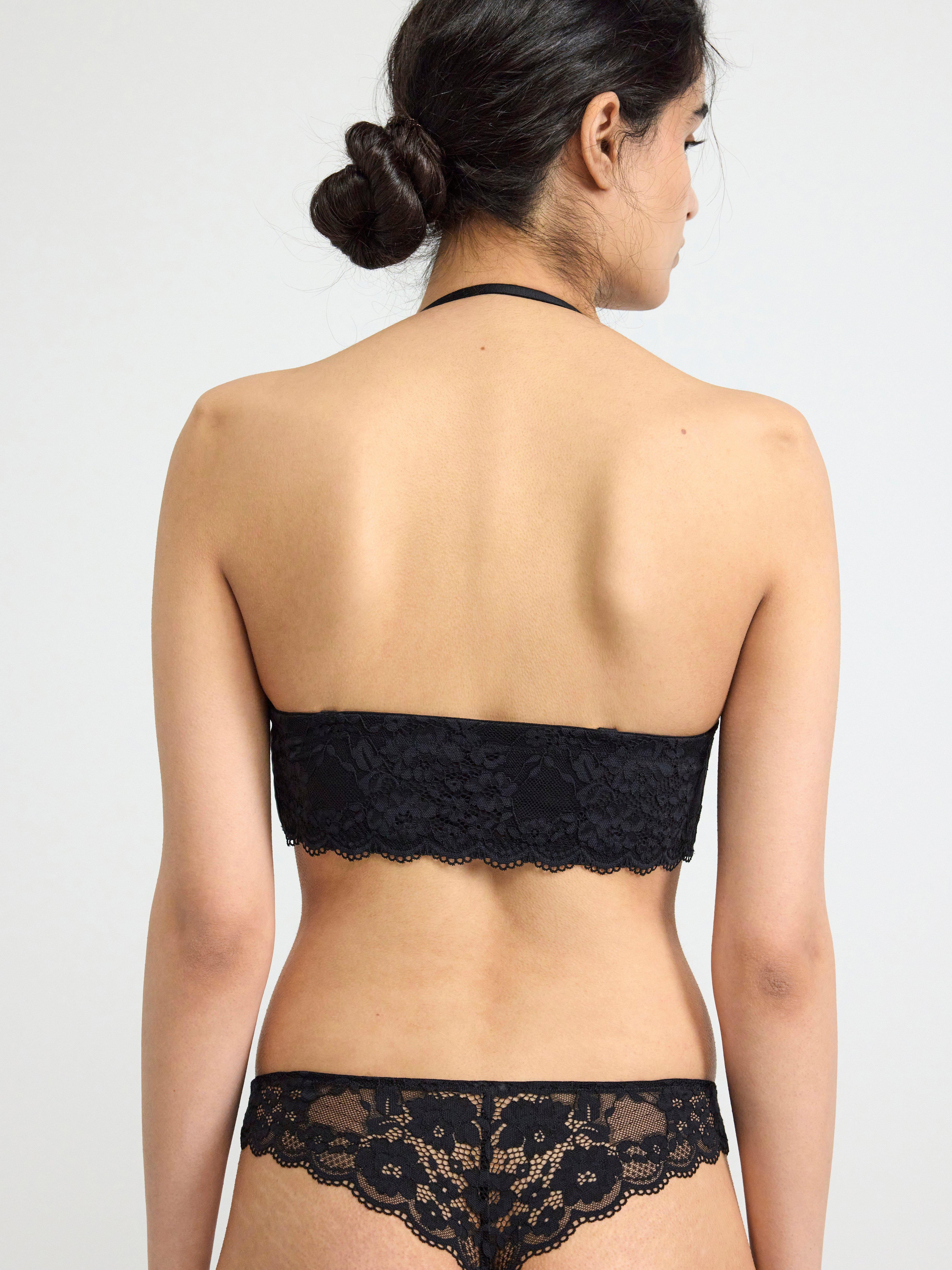 Björk strapless balconette bra with lace Black