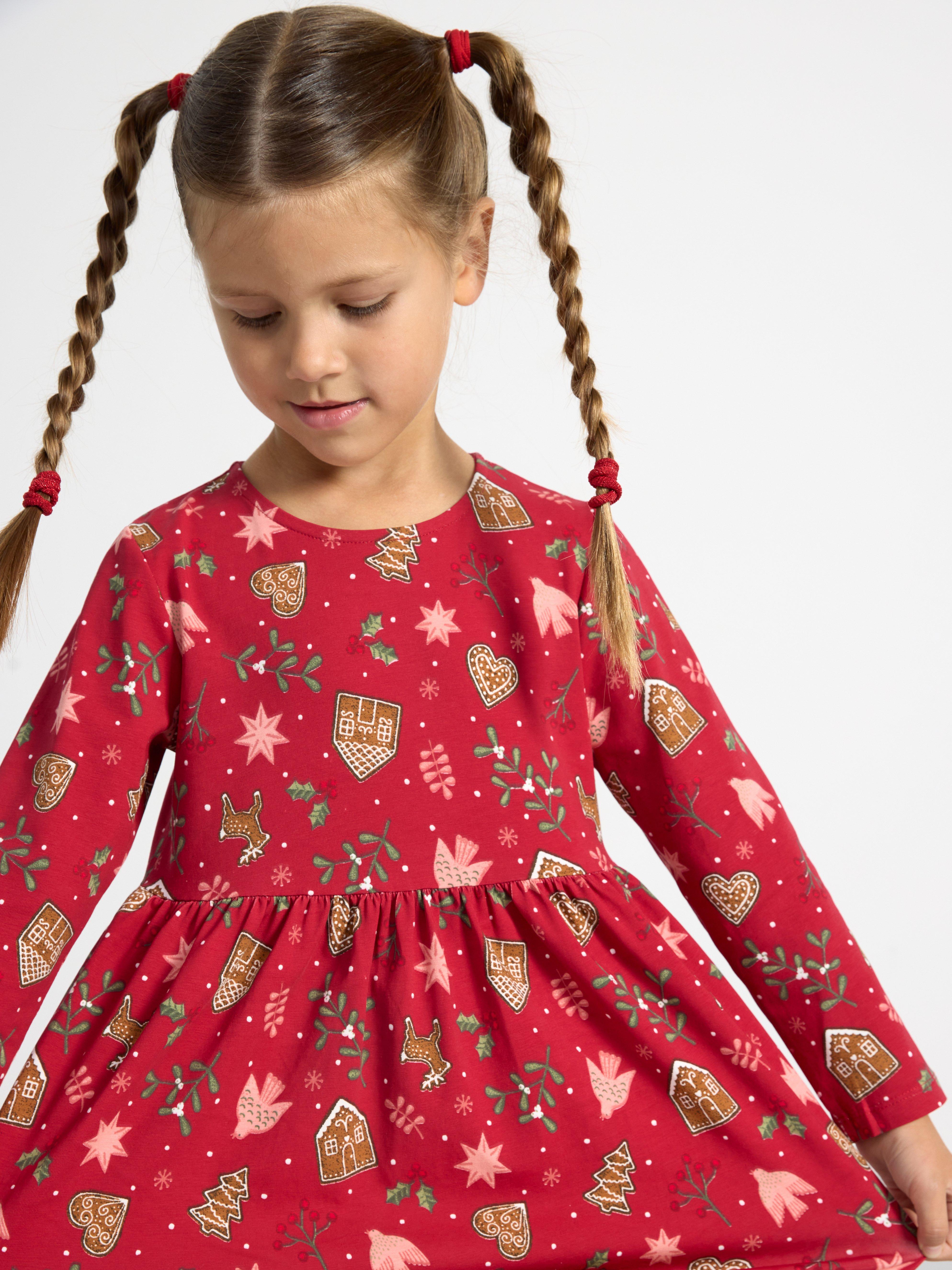 Long sleeve dress with gingerbread Dark Red