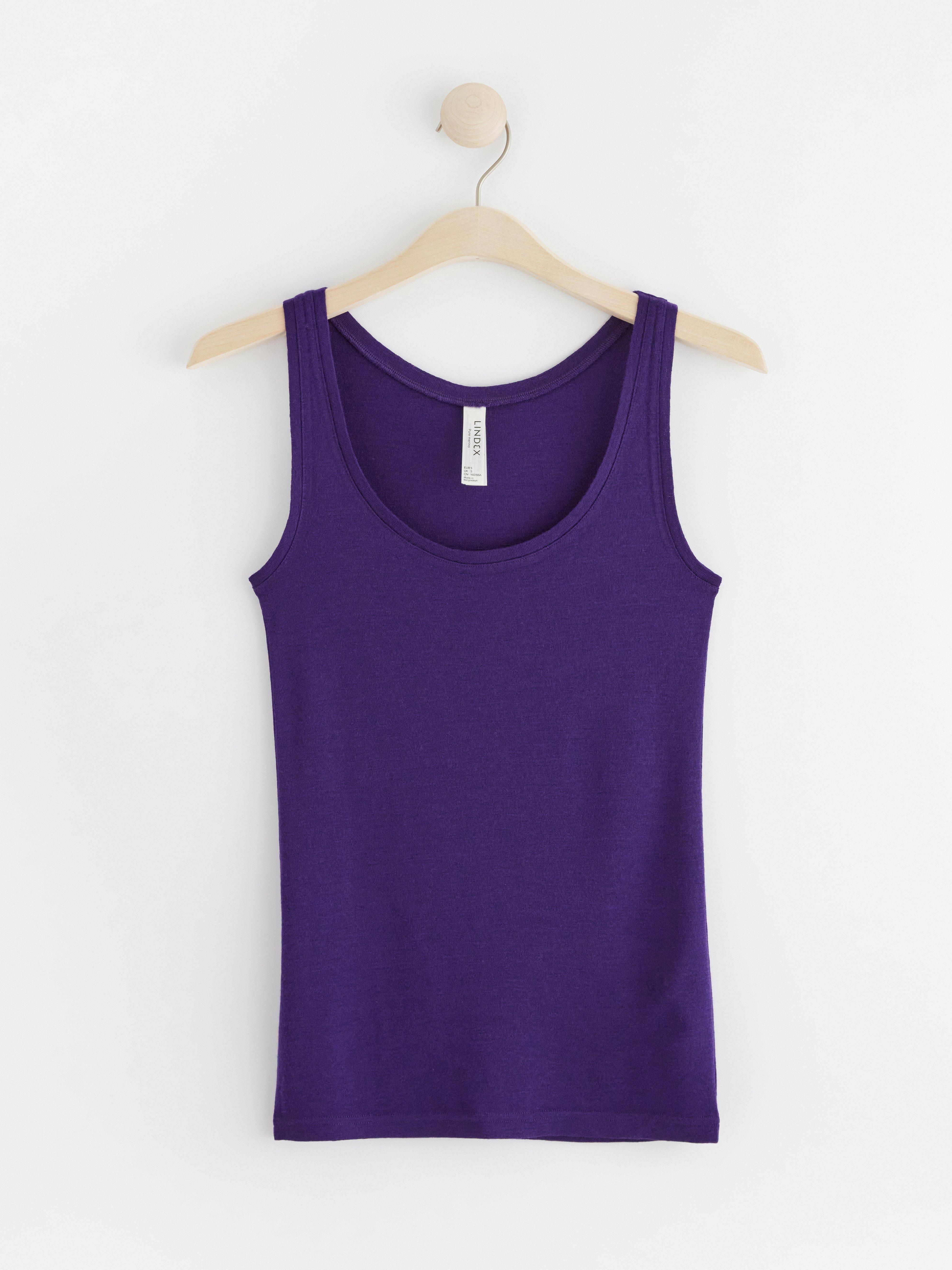 Tank top in merino wool Dark Lilac