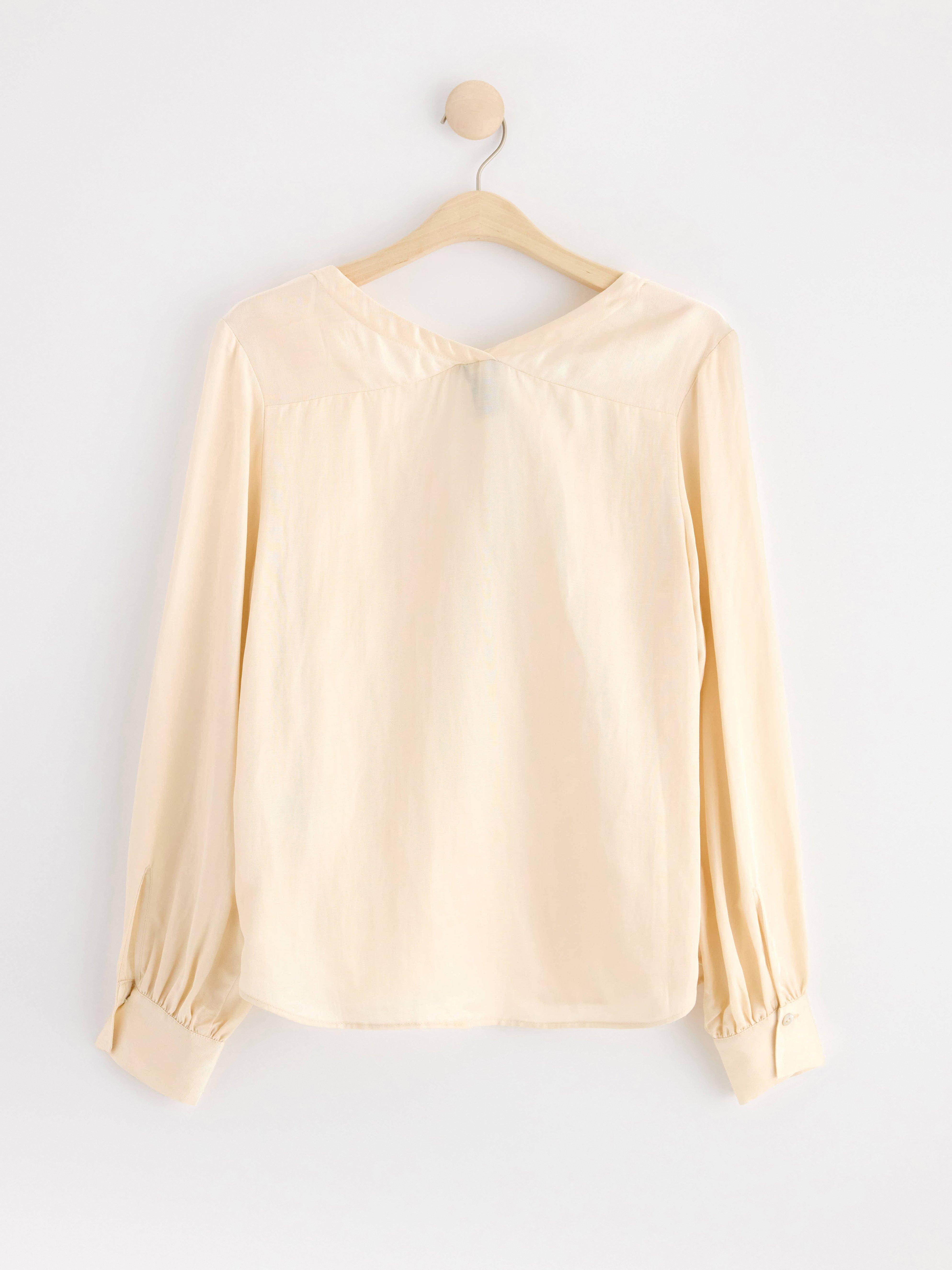Long puff sleeve blouse Light Dusty White