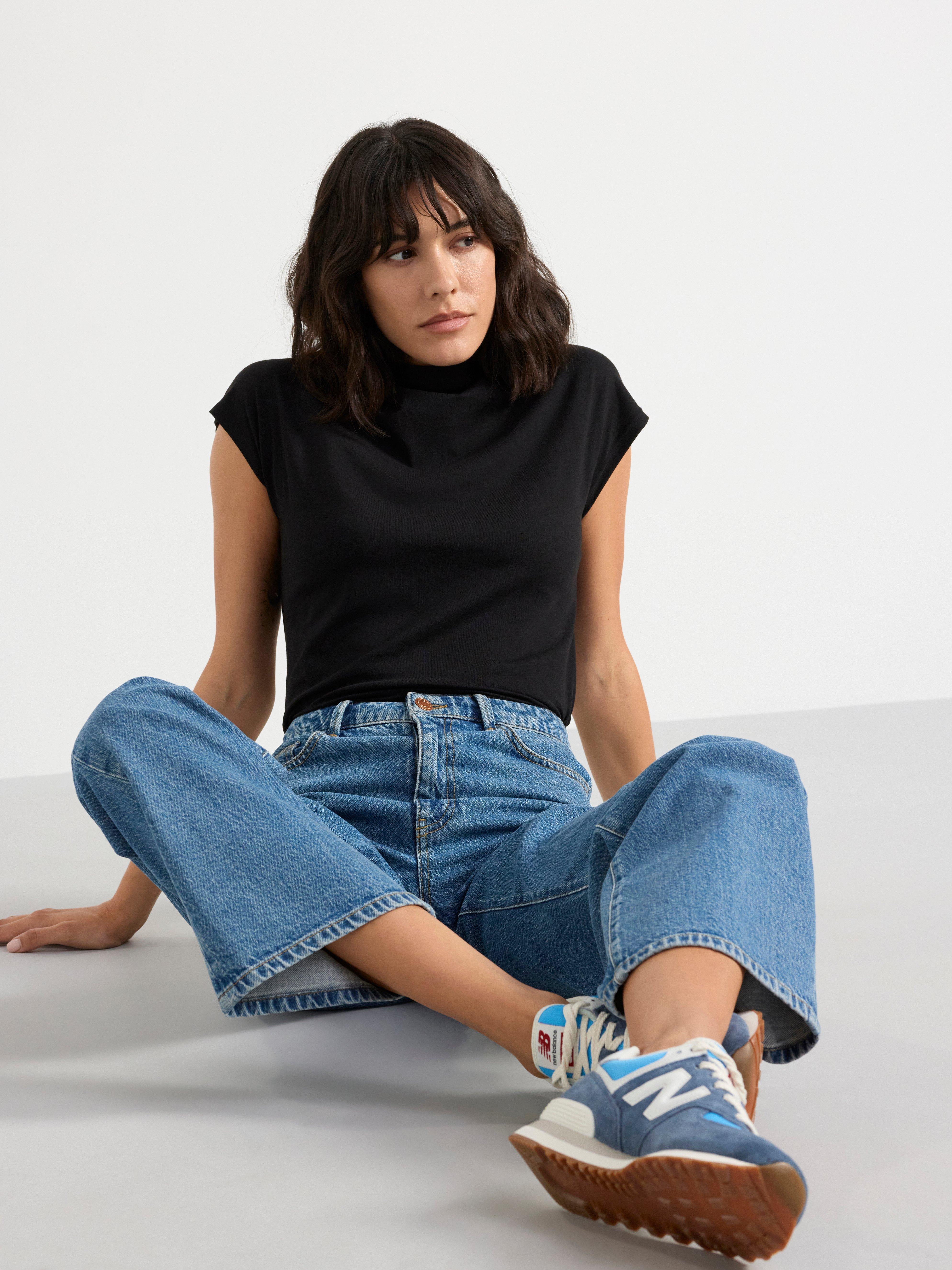 Short sleeve fitted top Black