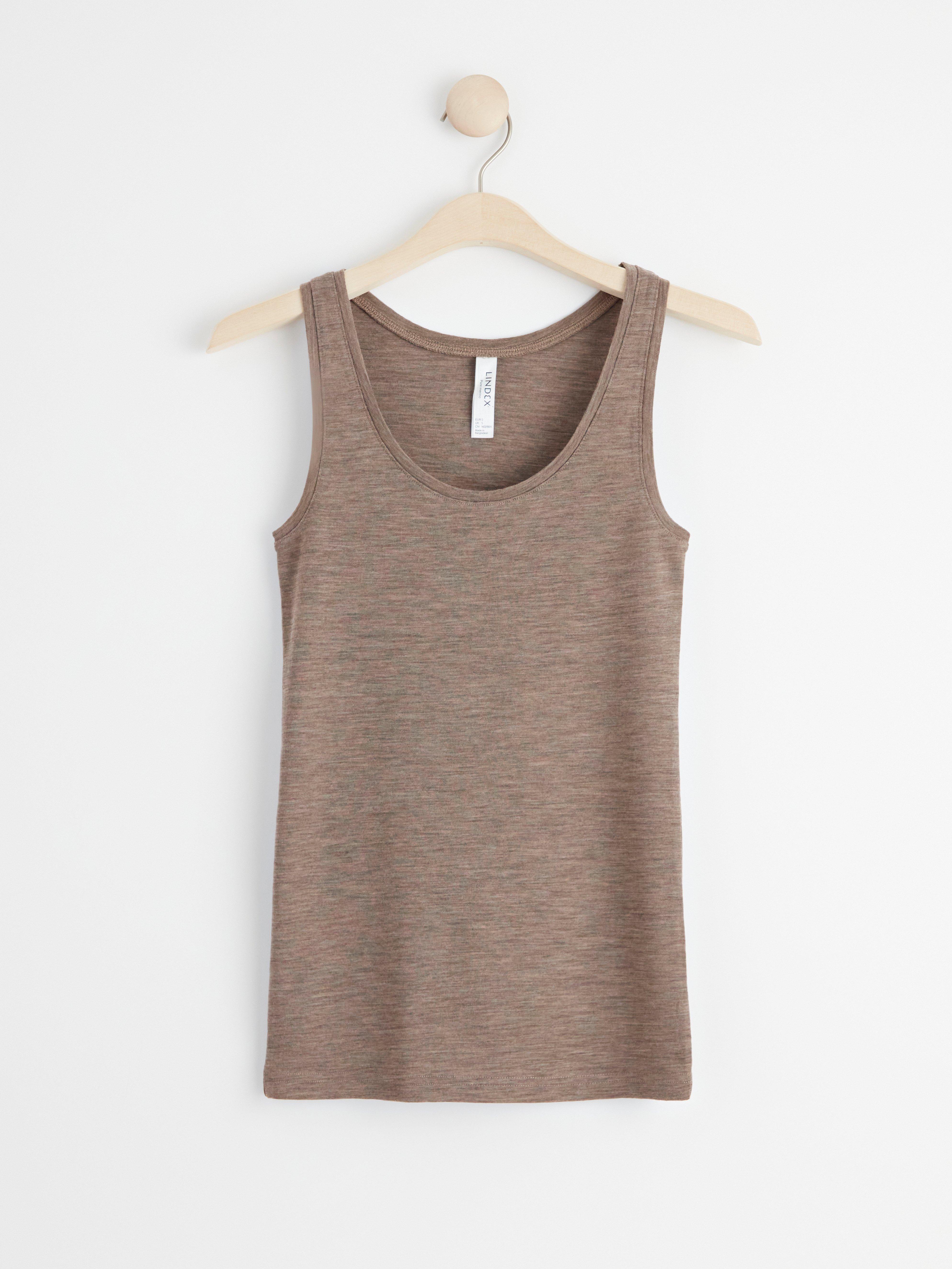 Tank top in merino wool Brown melange