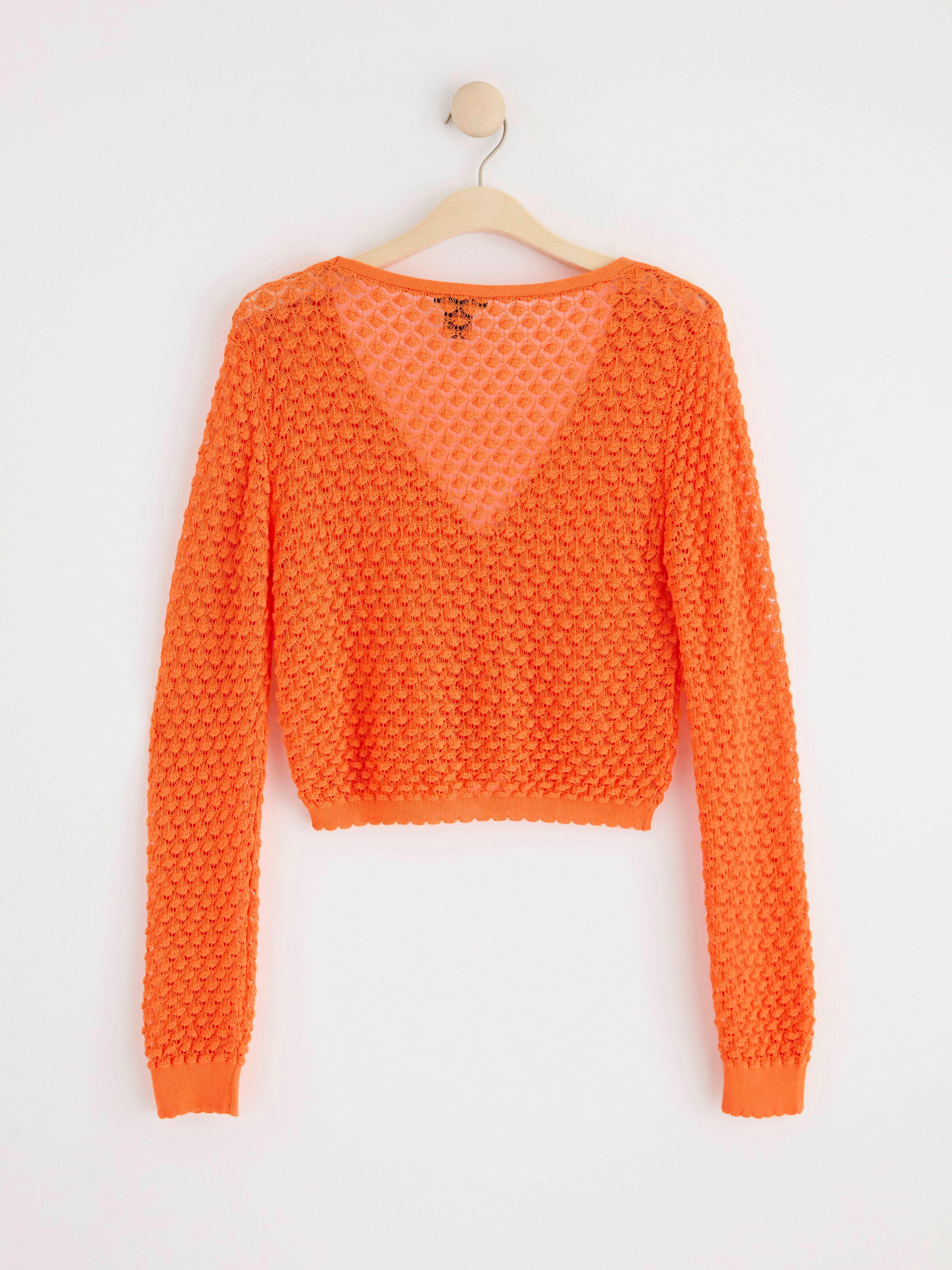 Pattern knit cardigan orange