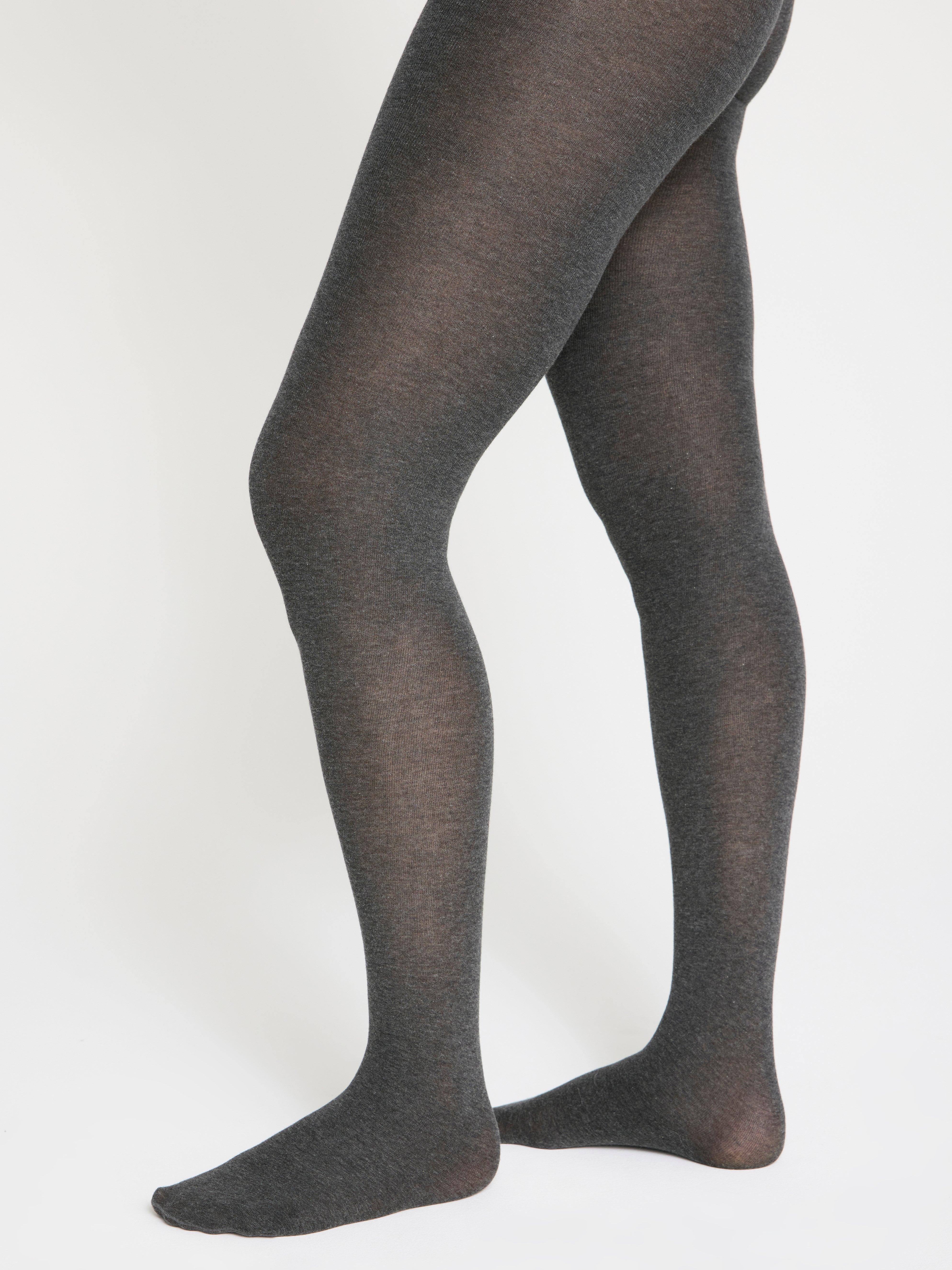 Knitted cotton blend tights Stone Grey Melange