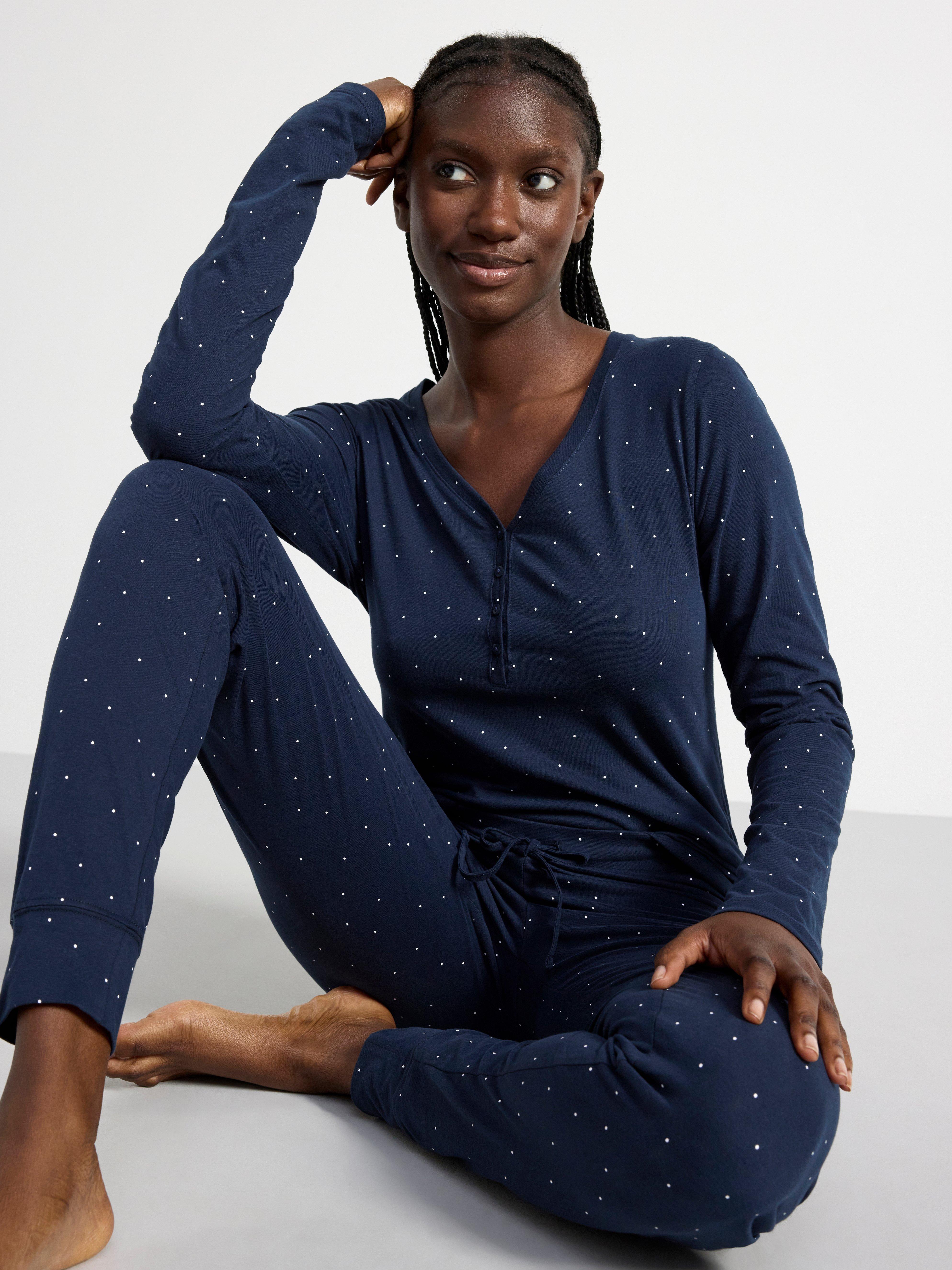 Pyjama trousers with dots Navy