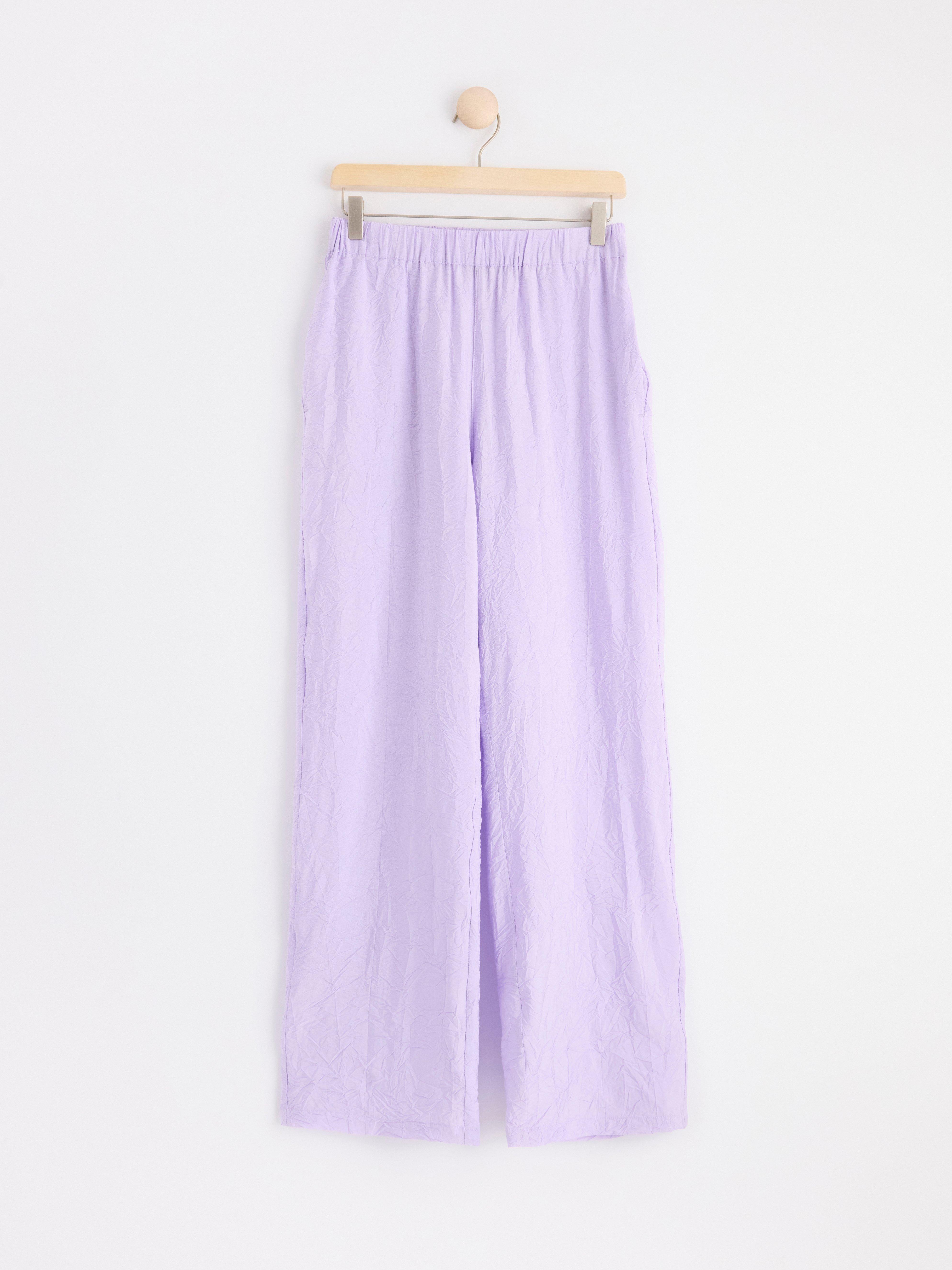 BELLA Straight crinkled trousers Light Lilac