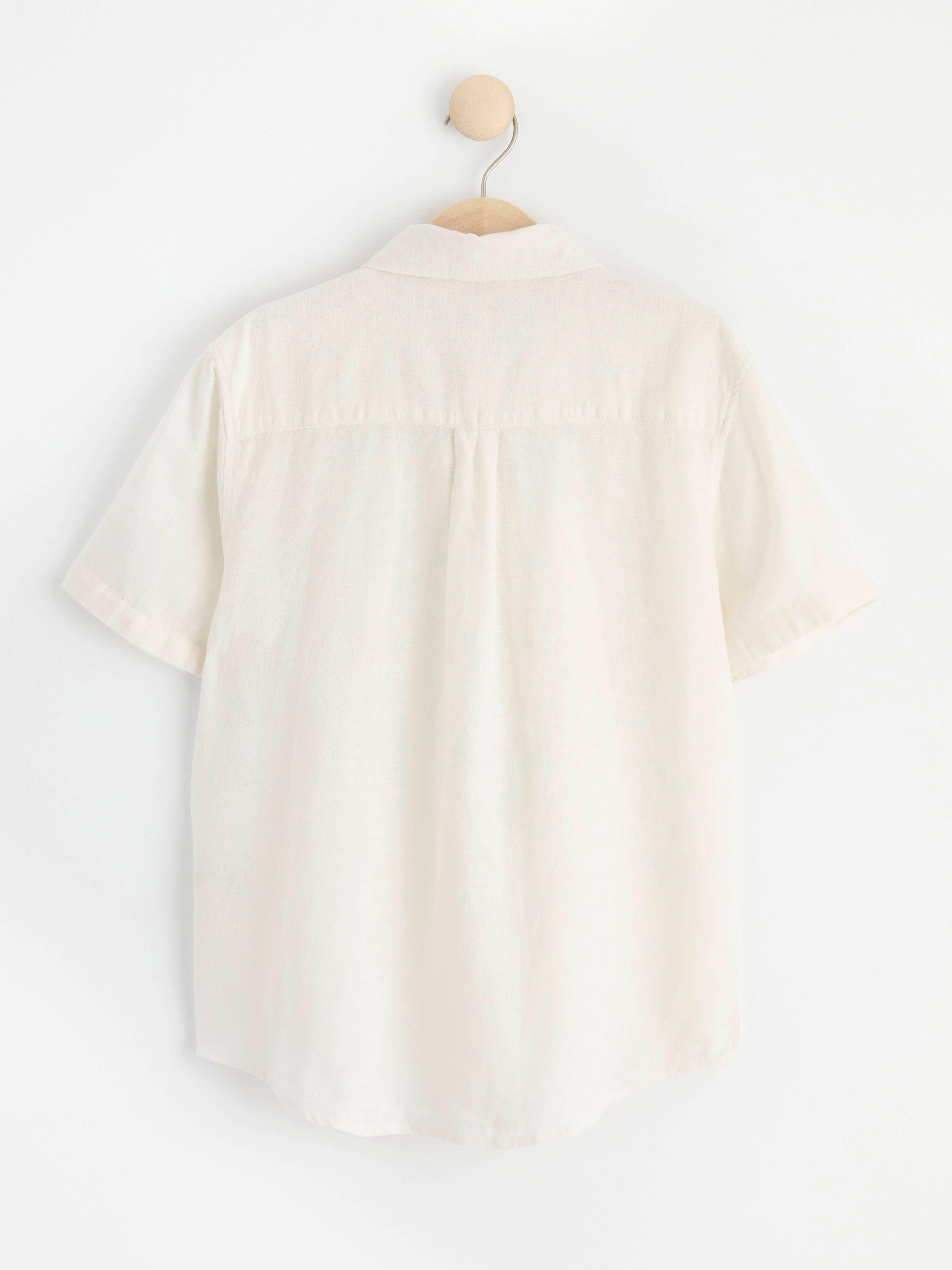 Short sleeved linen blend shirt Off White