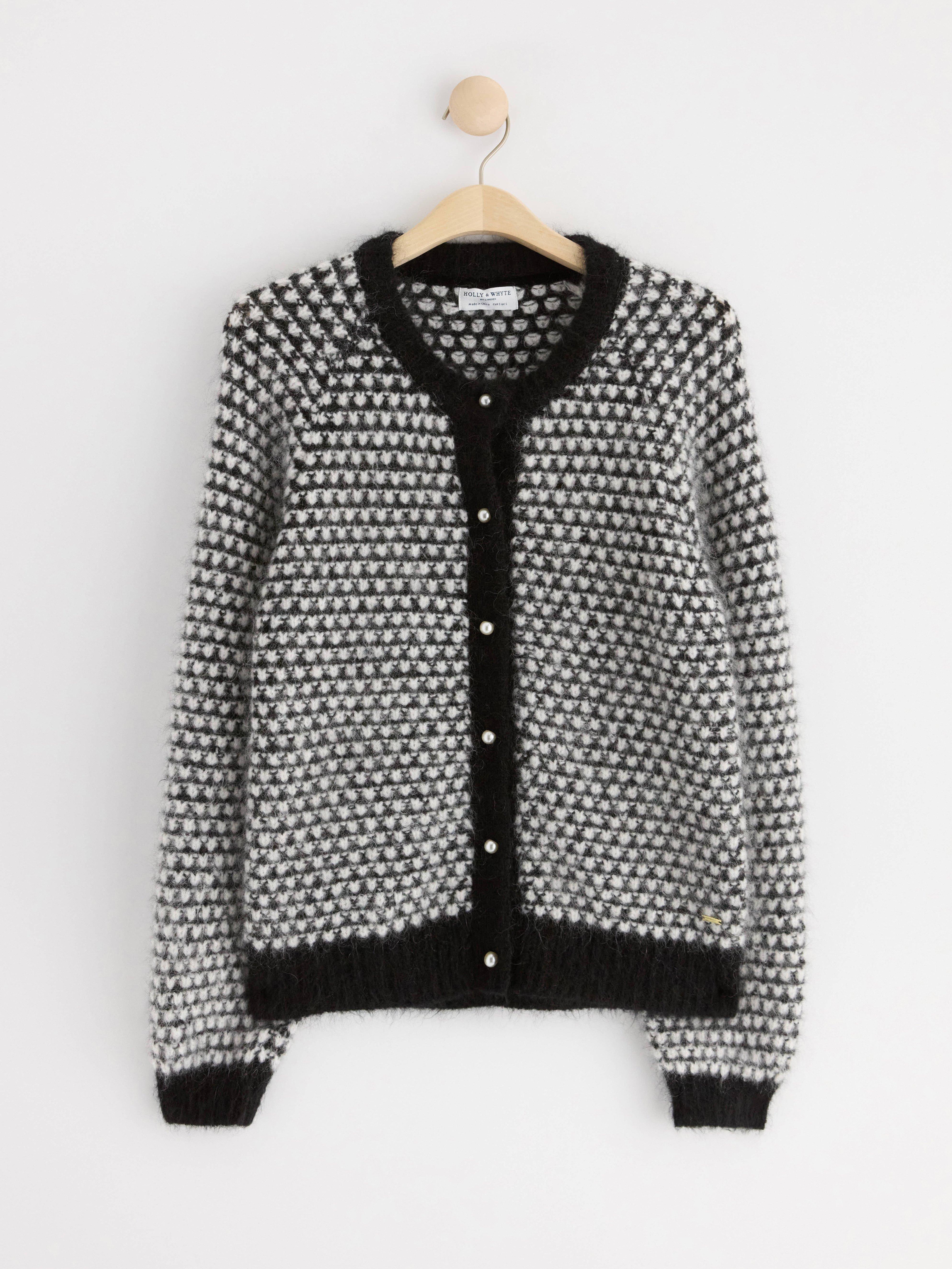 Knitted cardigan in mohair blend Black