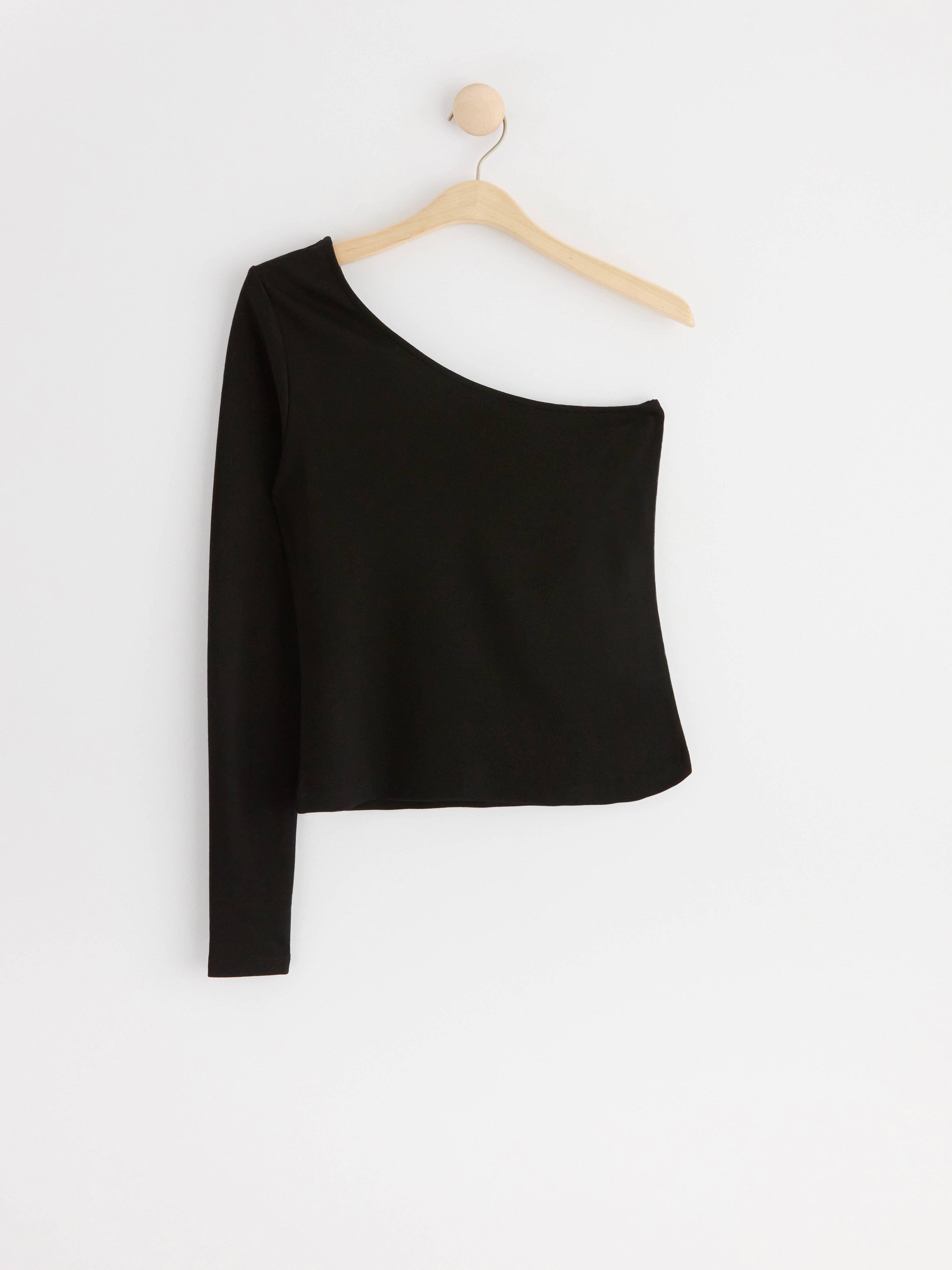 One shoulder top Black