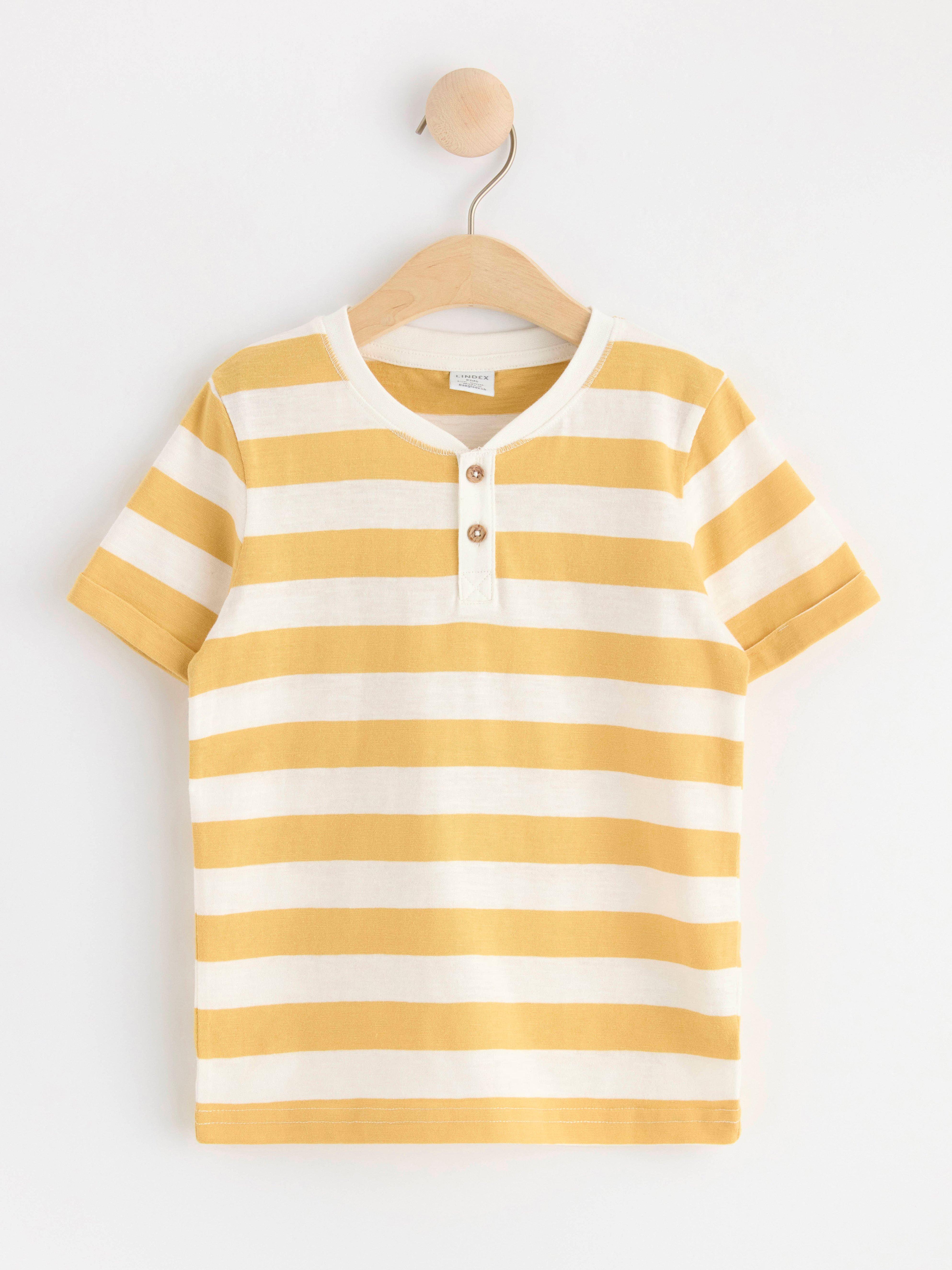 Short sleeve top with buttons Light Dusty Yellow