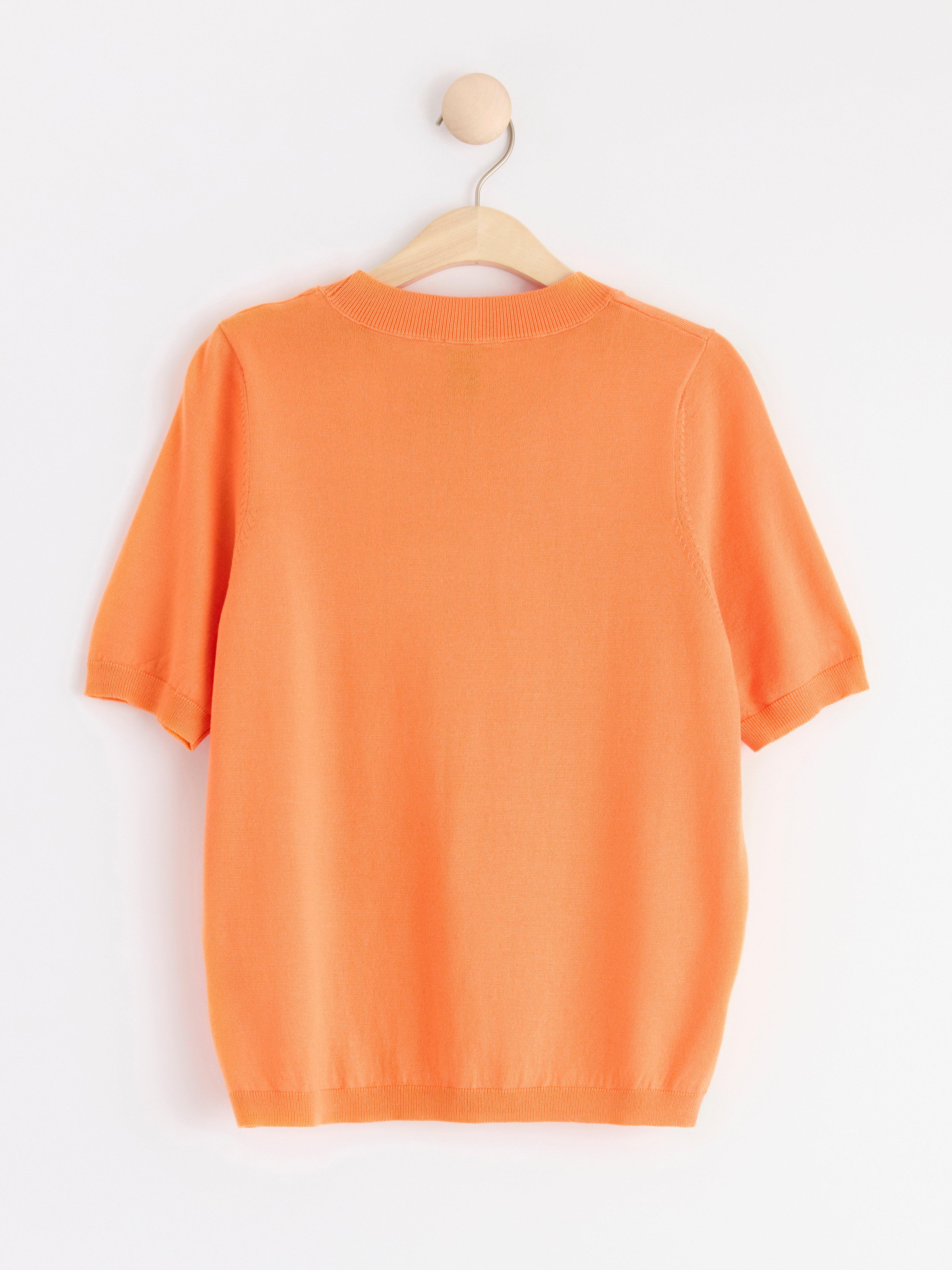 Fine-knit short sleeve jumper Light Orange