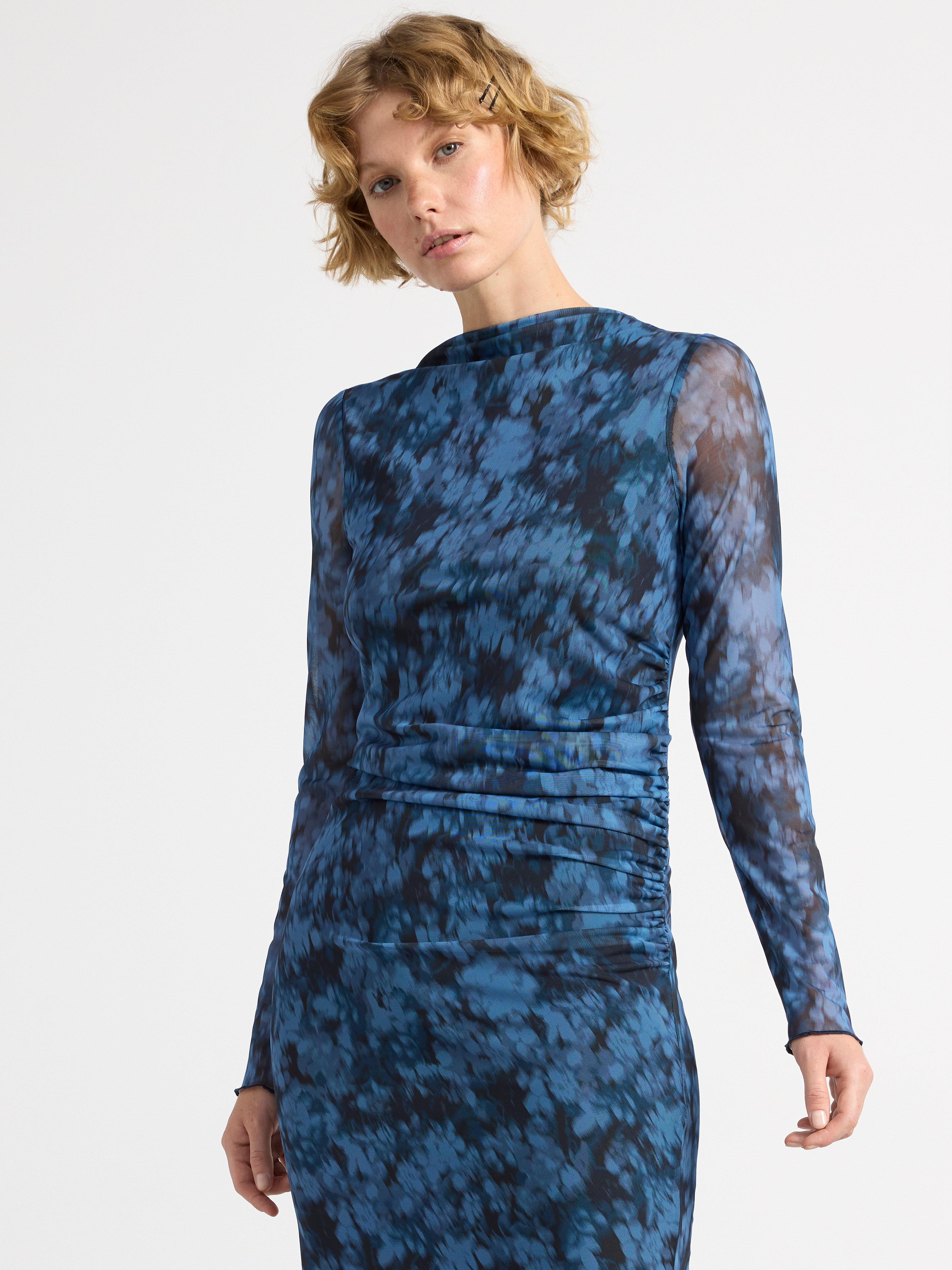 Maxi dress in mesh Dark dusty blue