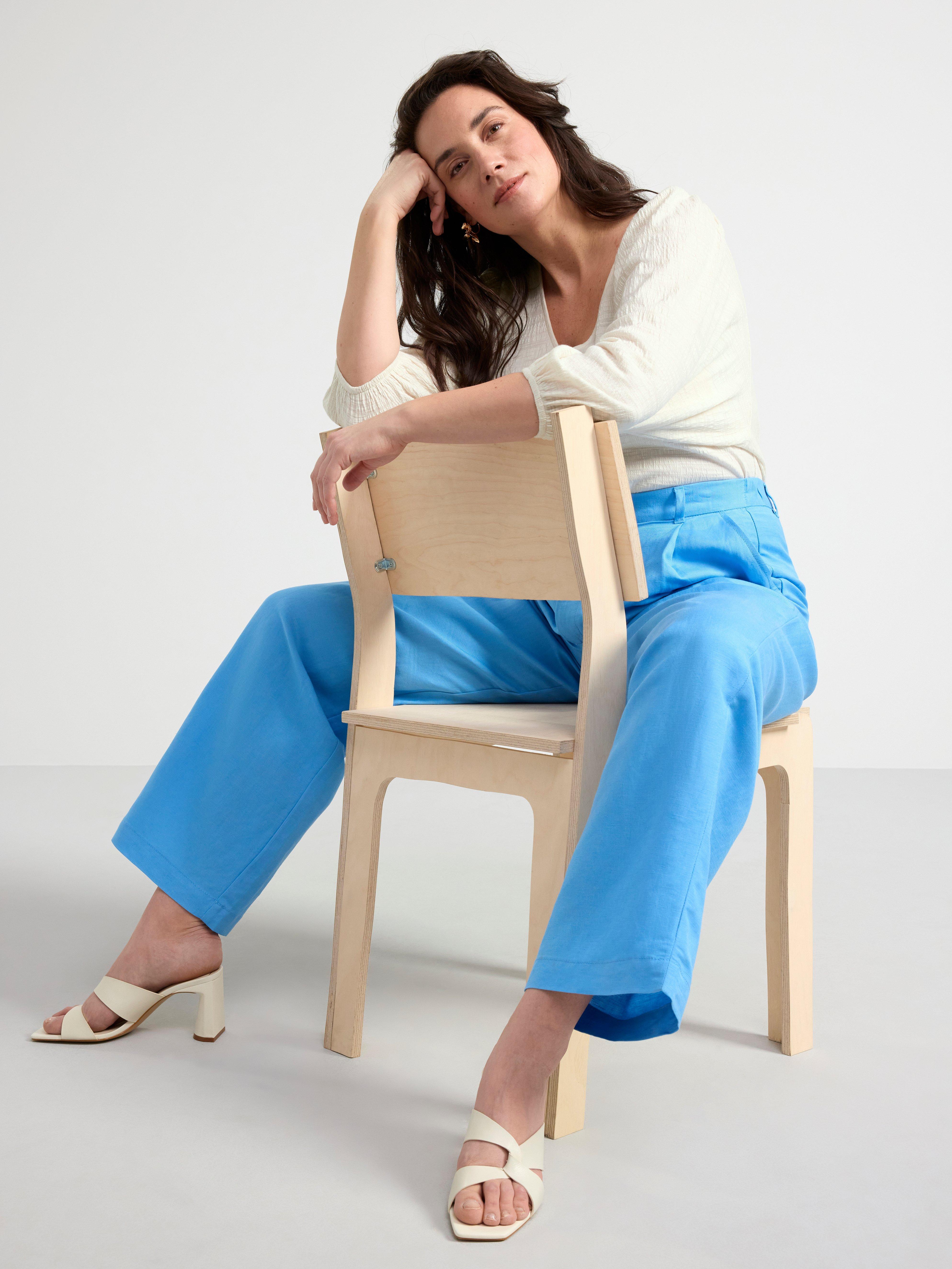 Puff sleeve top with texture Off White