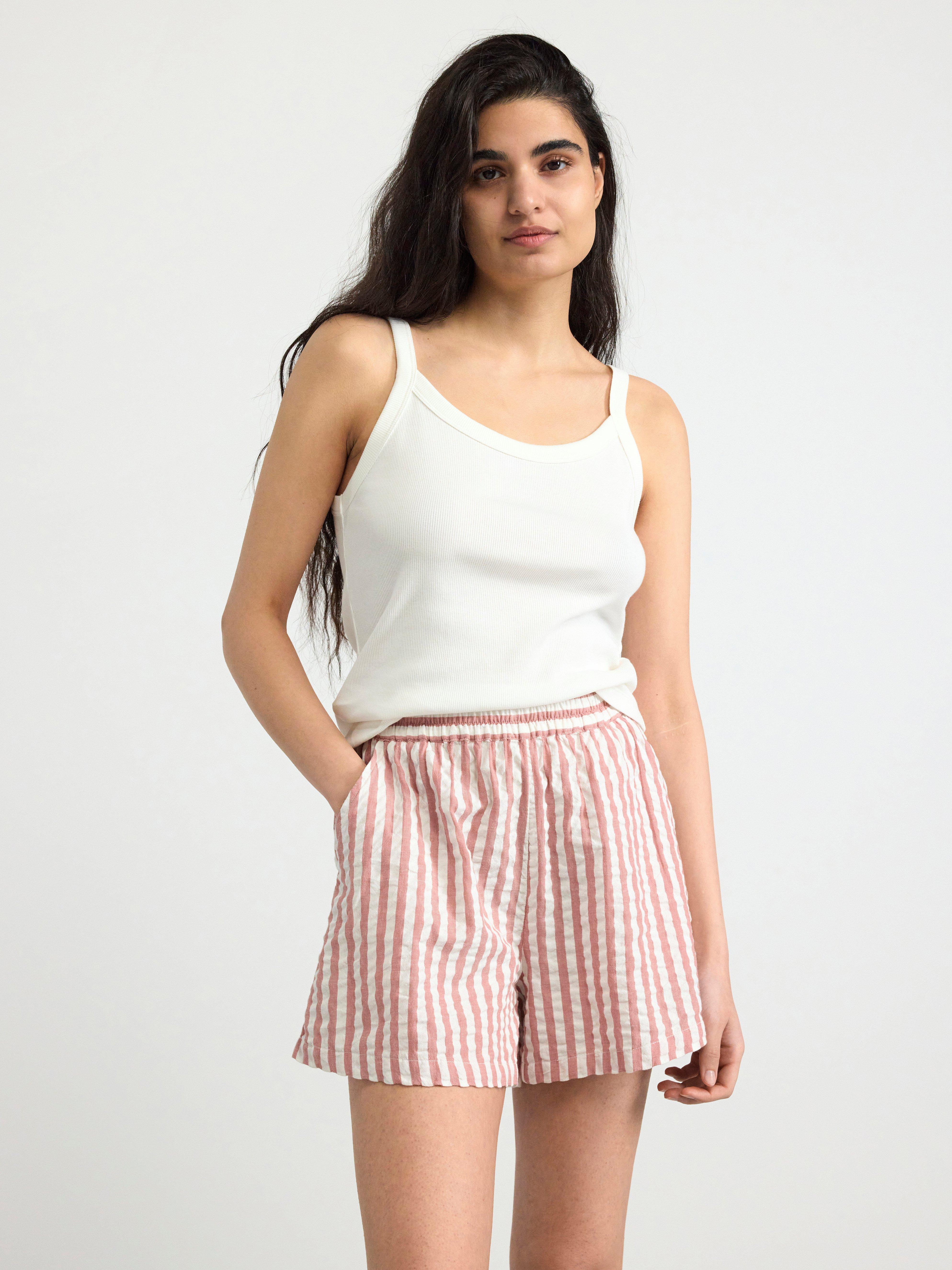 Seersucker pyjama shorts Dark Dusty Pink