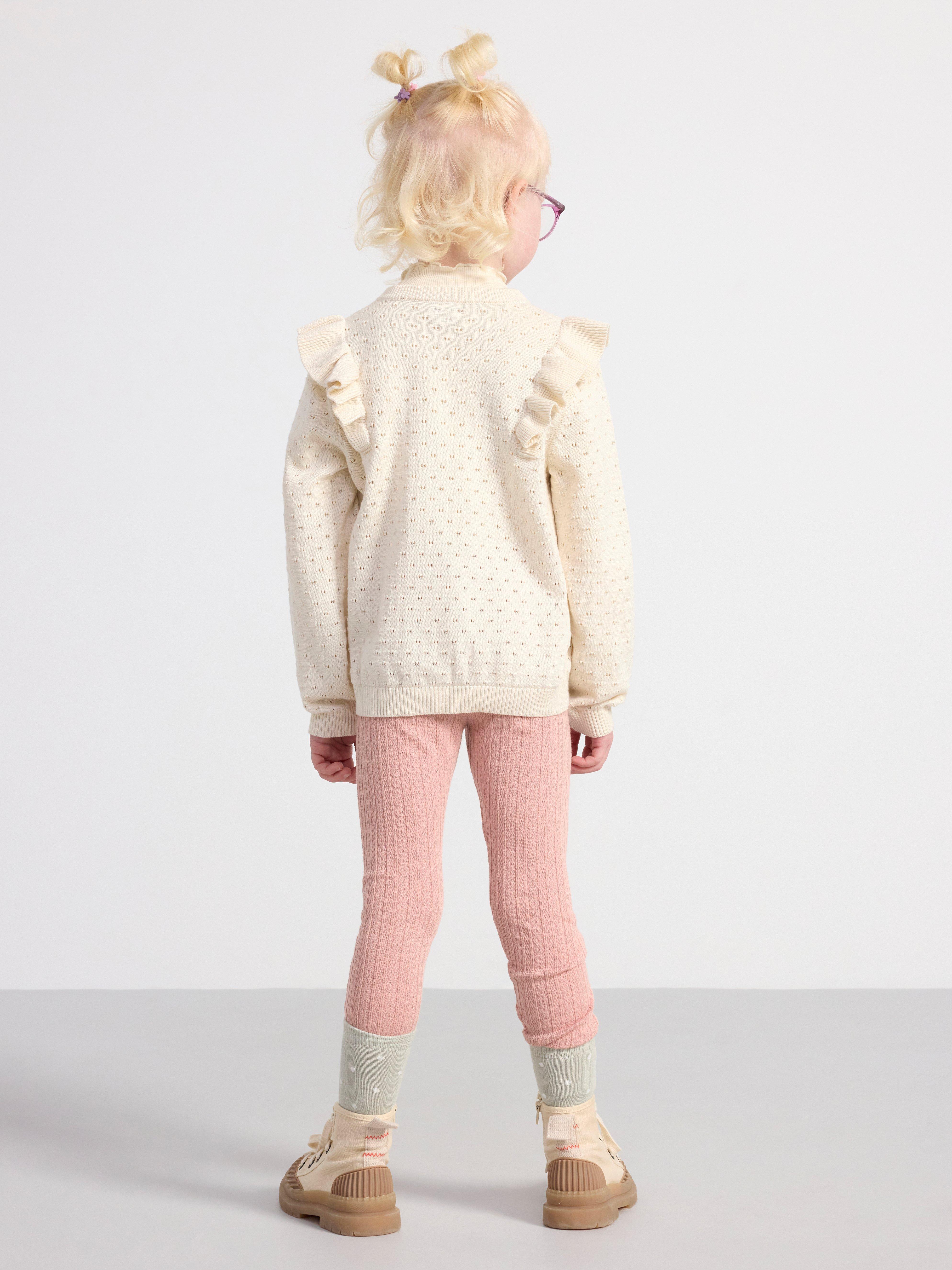 Knitted cardigan with frill Light Dusty White