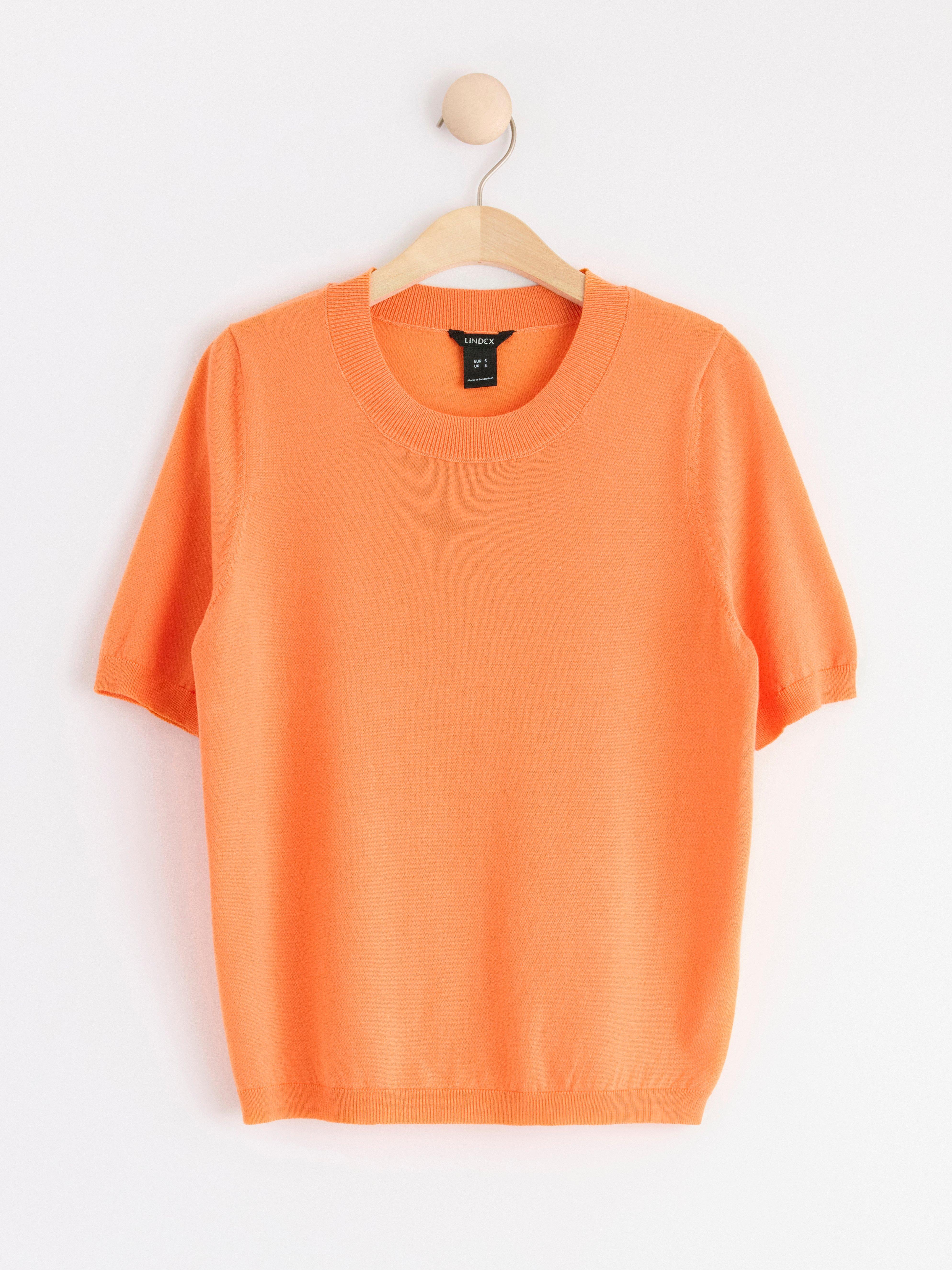 Fine-knit short sleeve jumper Light Orange