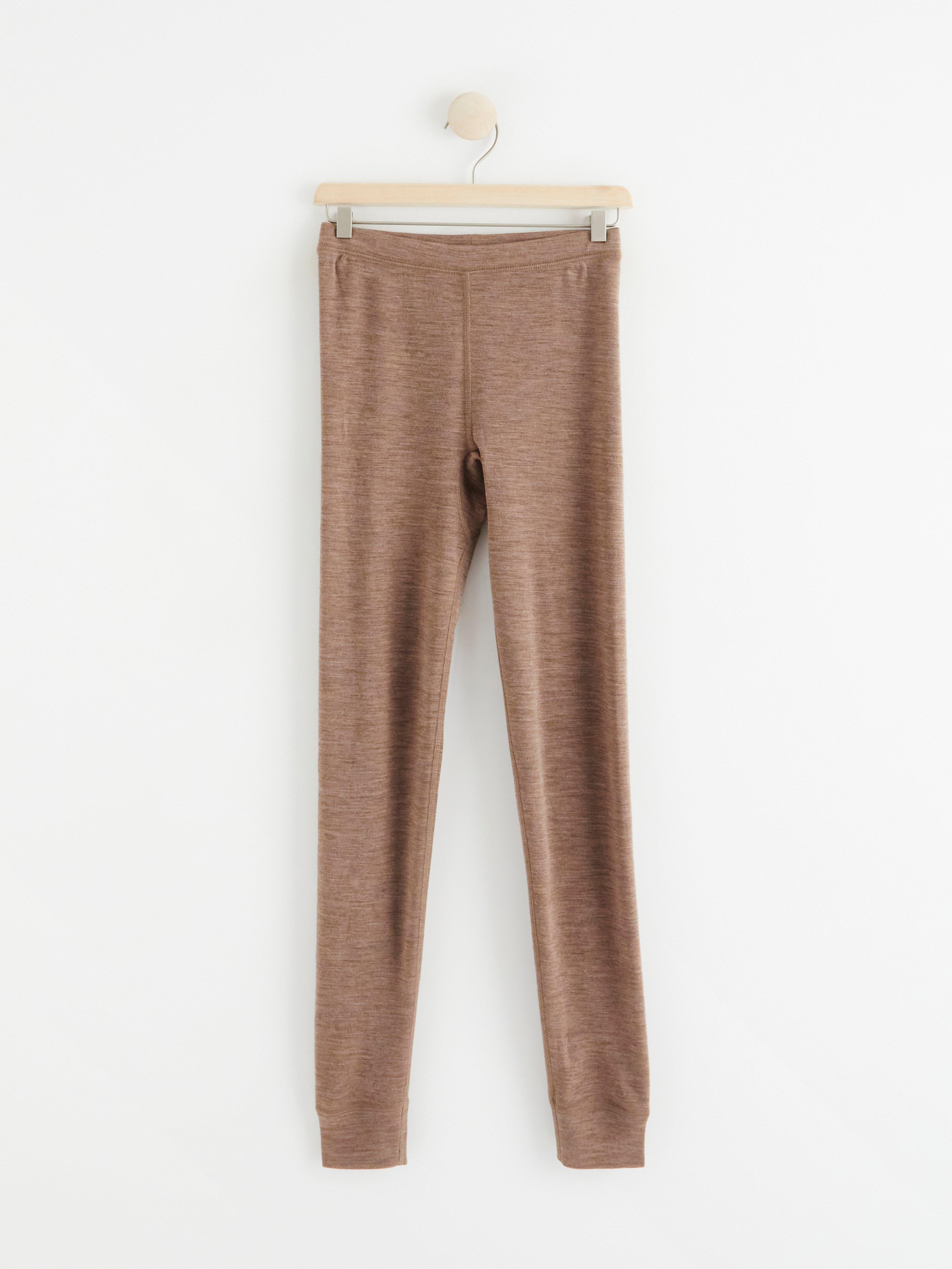 Merino wool long johns Brown Melange