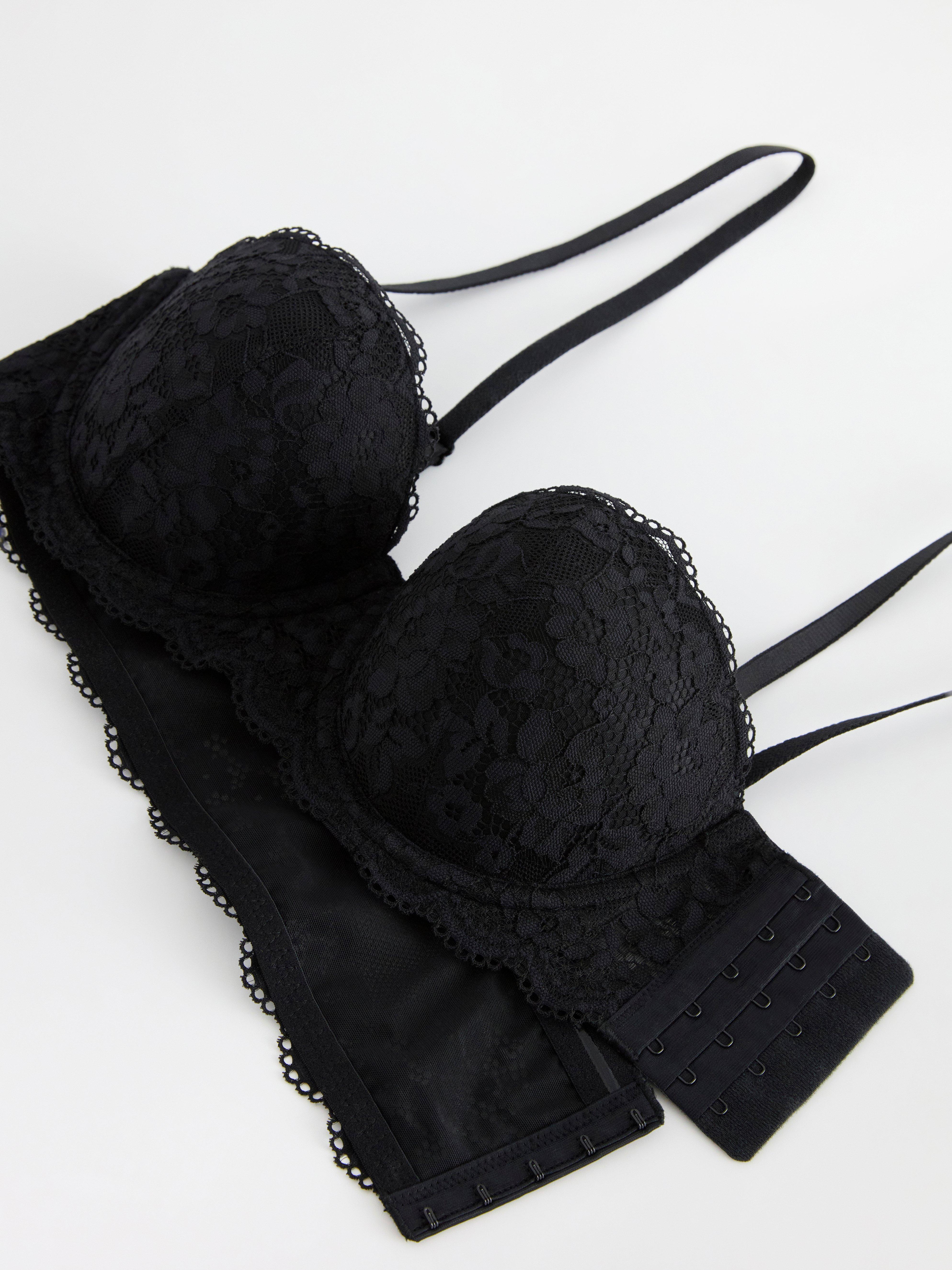 Björk strapless balconette bra with lace Black