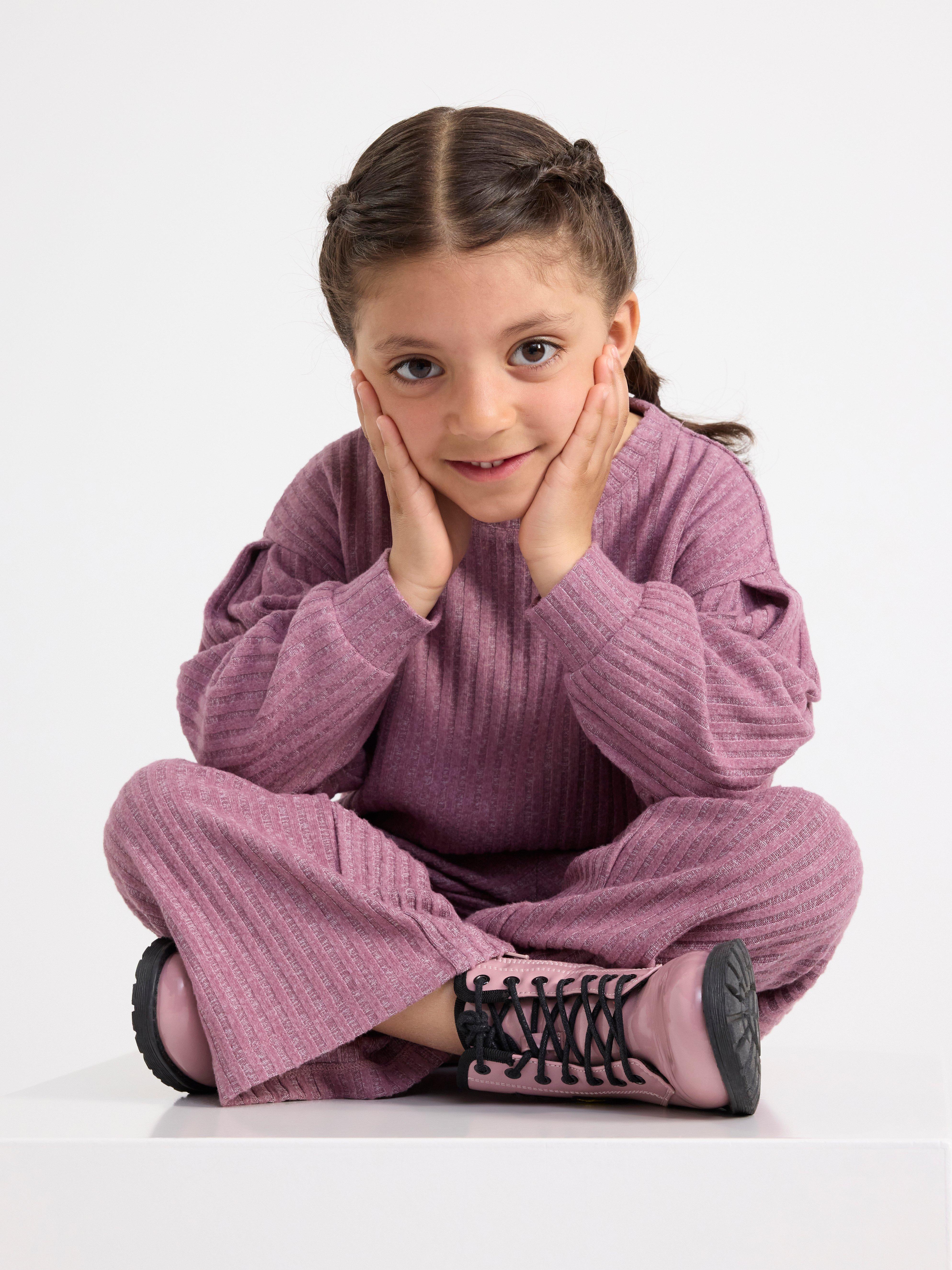 Cropped ribbed trousers Dusty Lilac