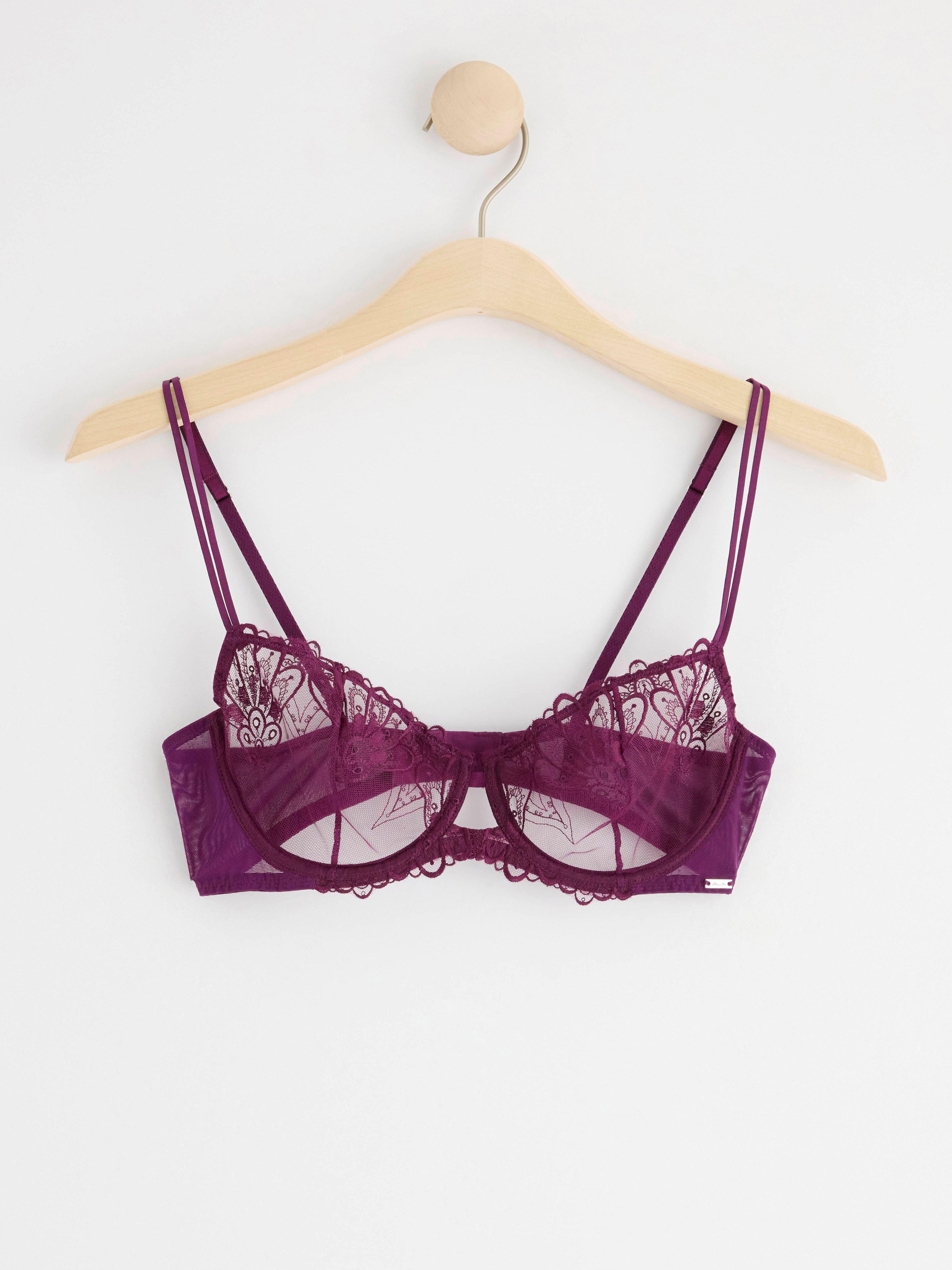 Senna unpadded bra with lace Dark Lilac