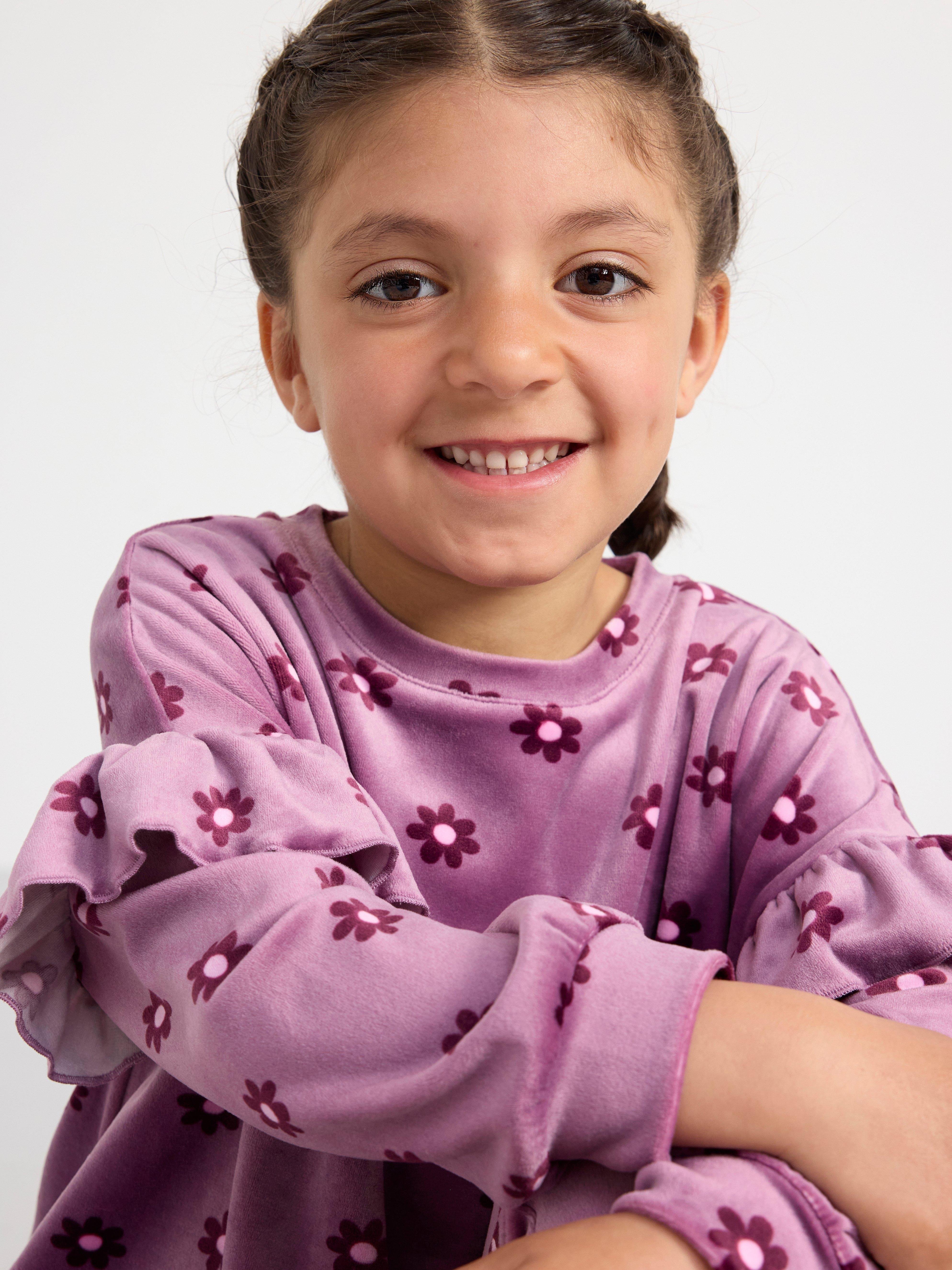 Velour jumper with pattern Light Dusty Lilac