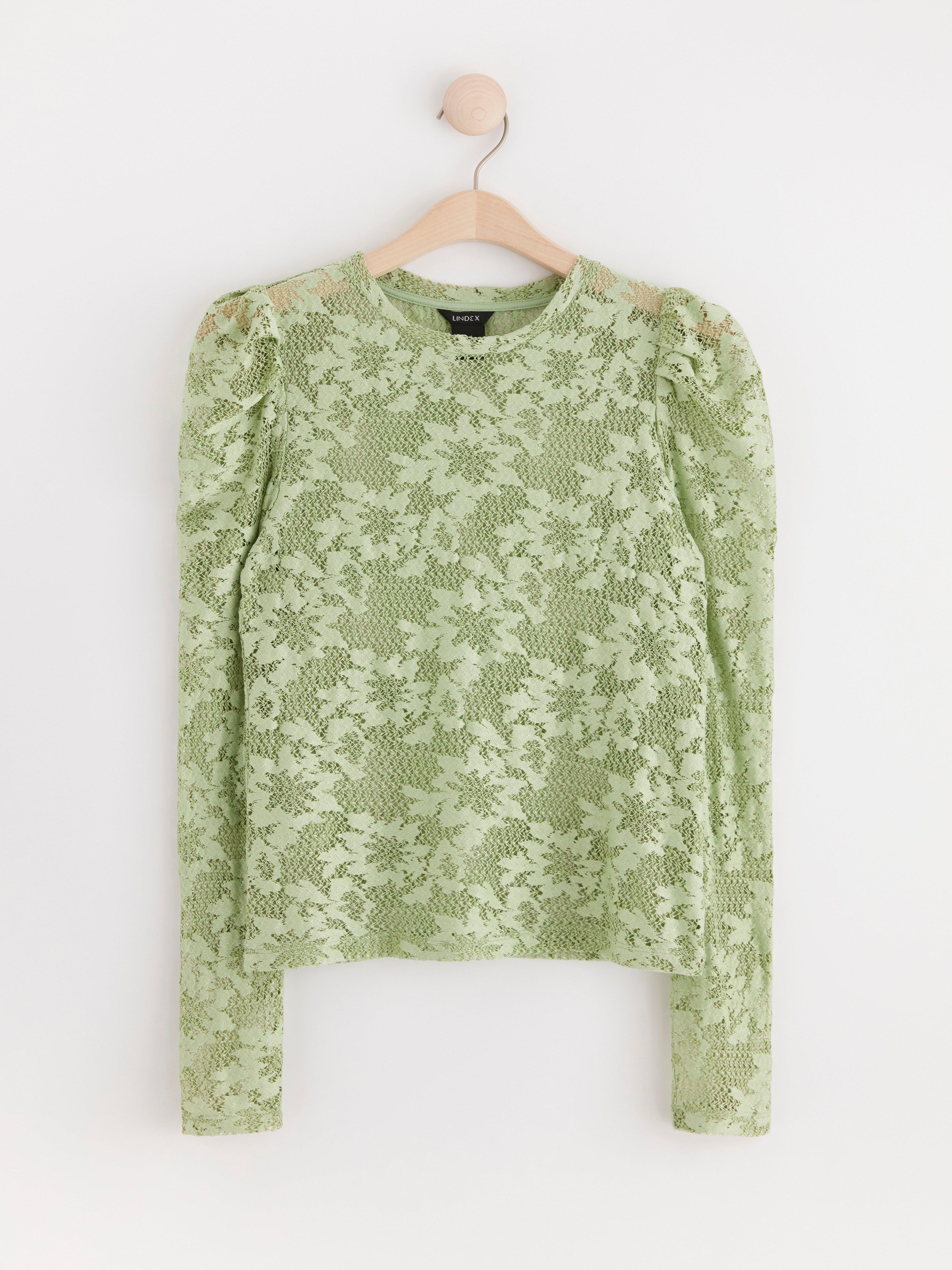Long sleeve lace top Light Dusty Green