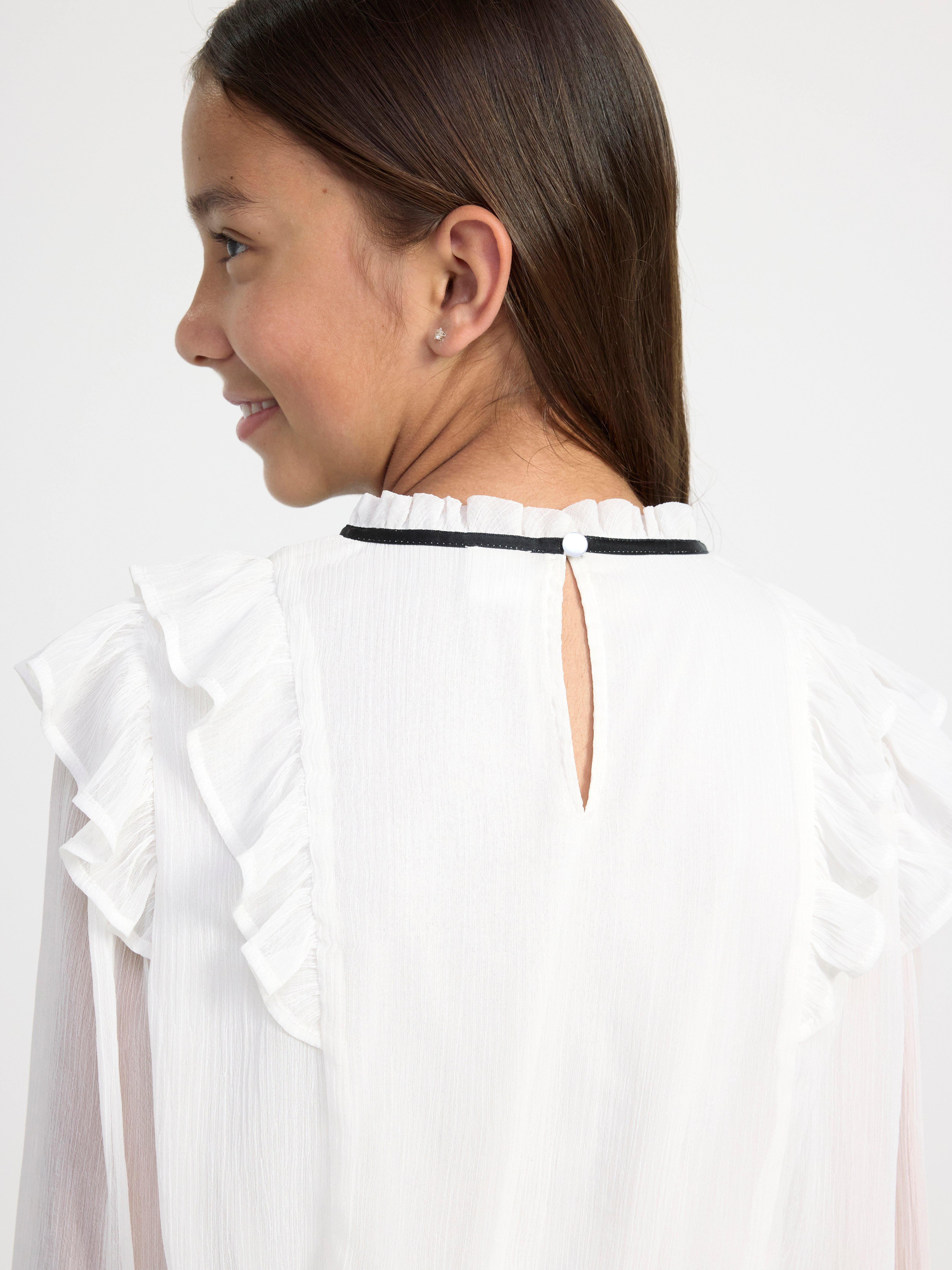 Blouse in chiffon with bow Light Dusty White