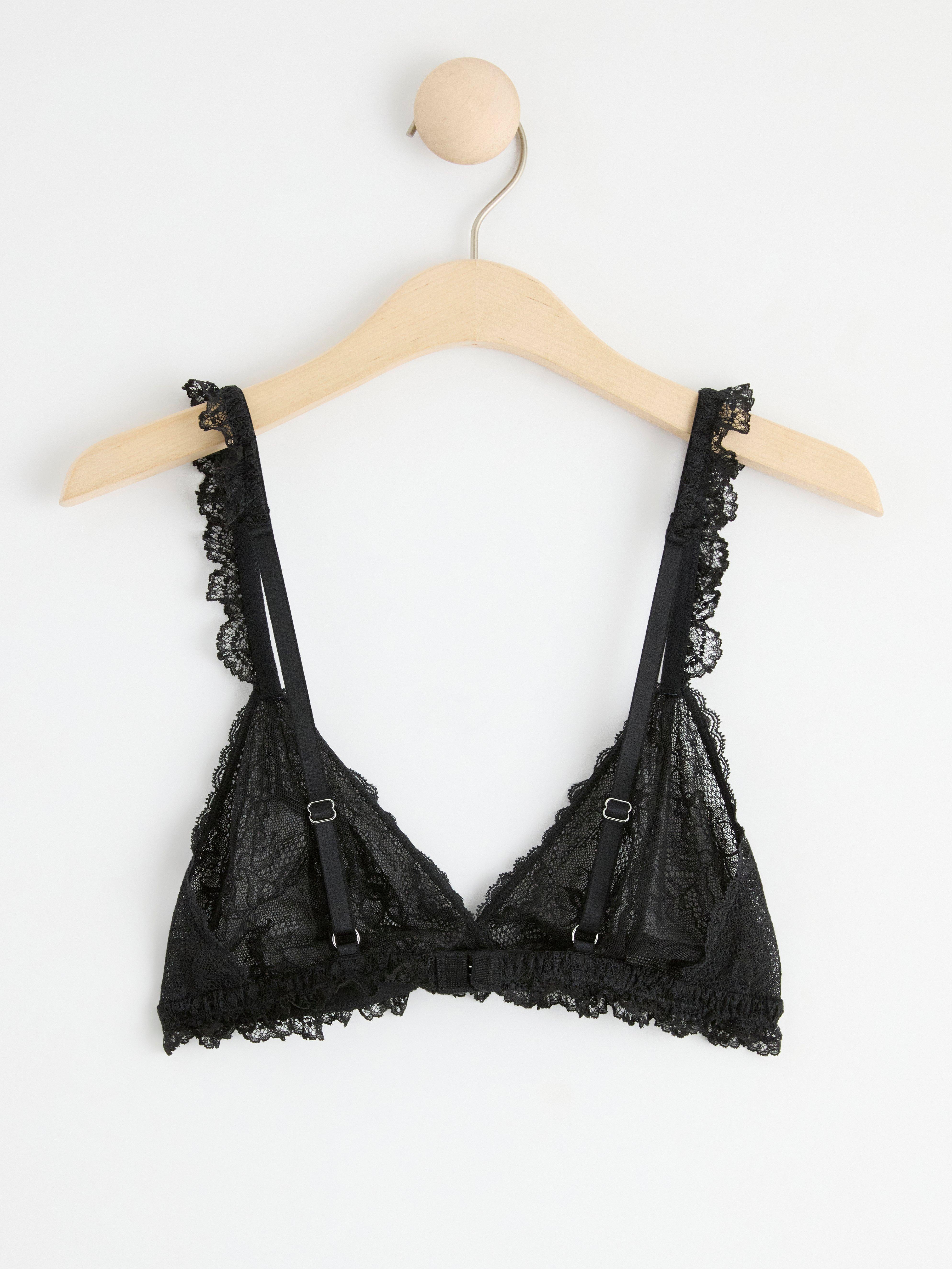 Unpadded bralette with floral lace Black