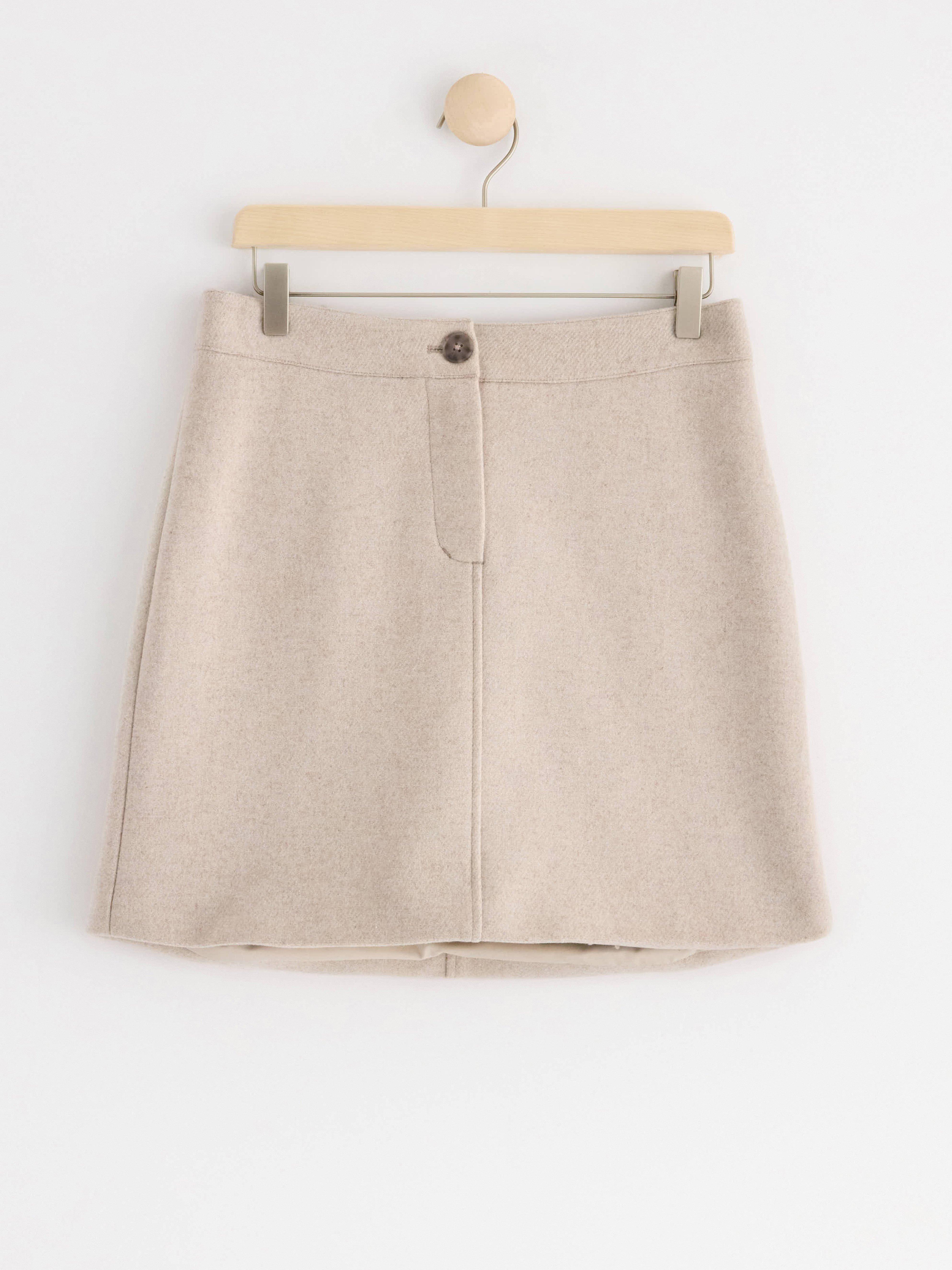 Skirt in wool blend beige