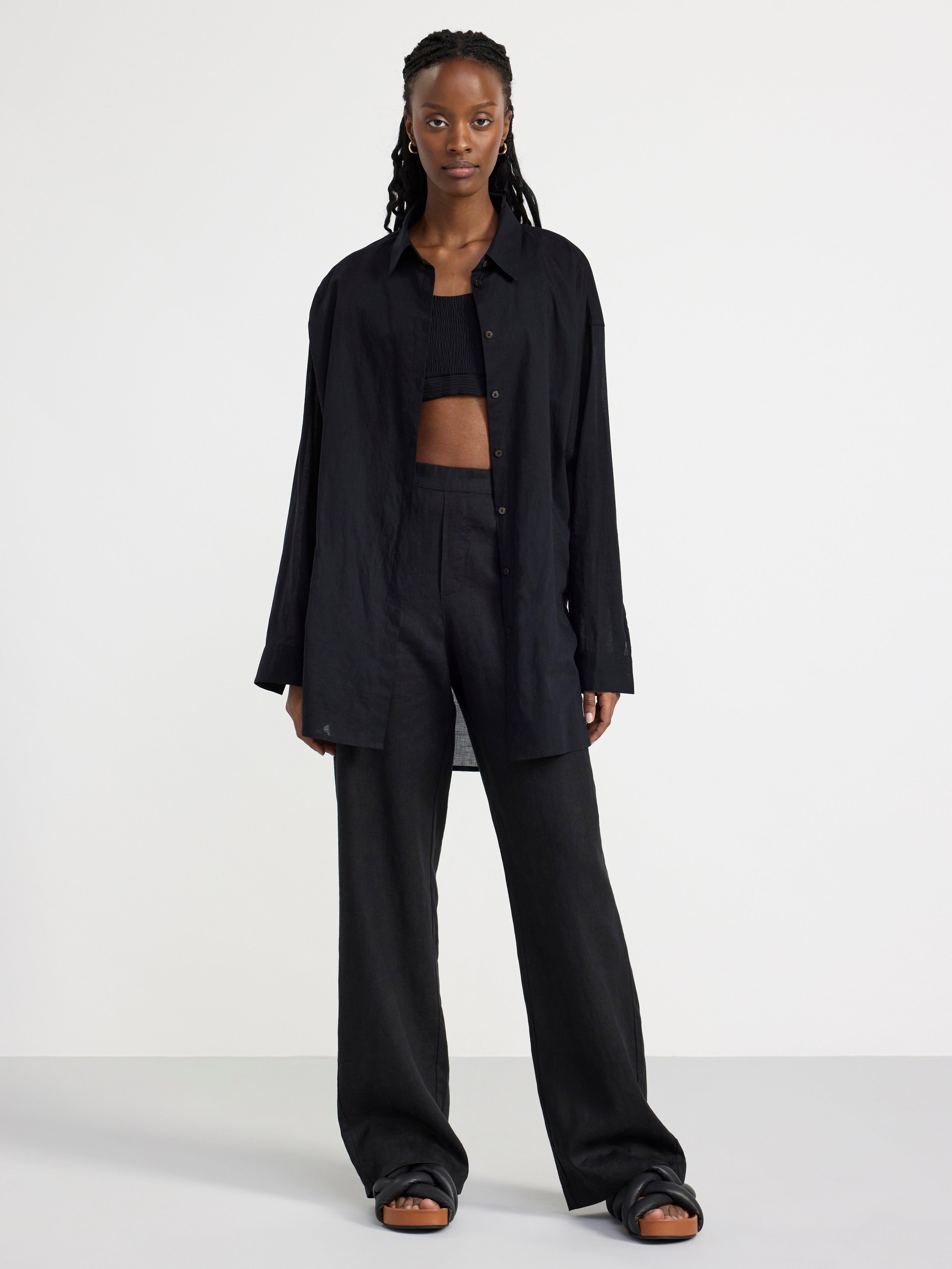 Long sleeve cotton shirt Black