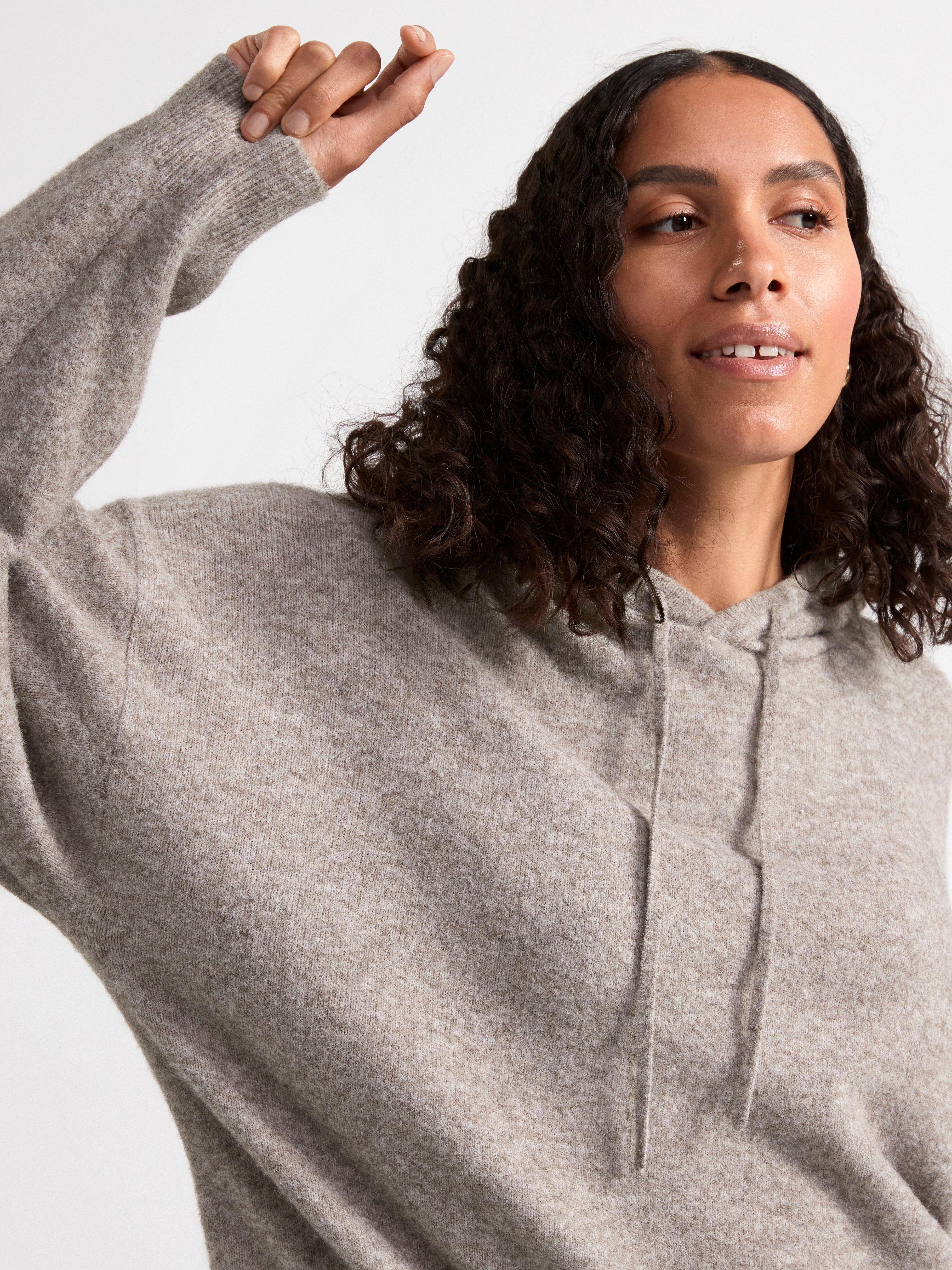 Hoodie knitted Brown melange